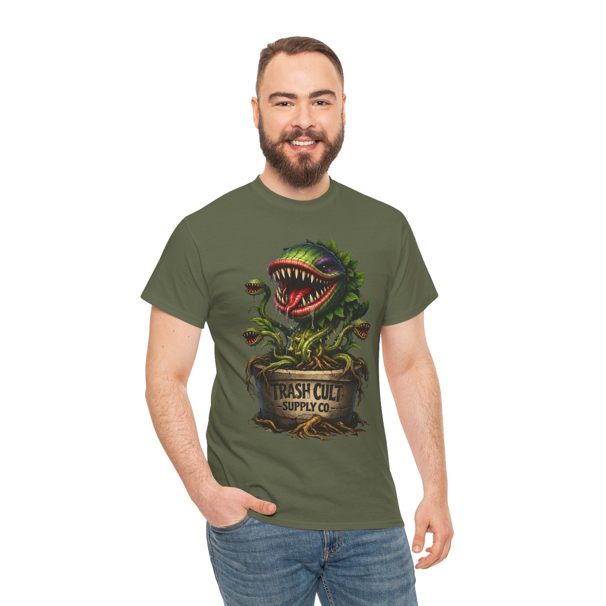 Carnivorous Plant Graphic Tee — "Trash Cult Supply Co." Potted Monster Shirt