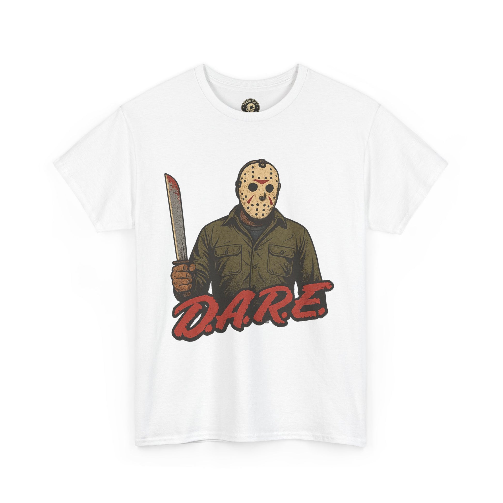Jason Voorhees D.A.R.E. Parody Shirt – 1980s Horror Meme Tee | Gildan 5000 Slasher Graphic