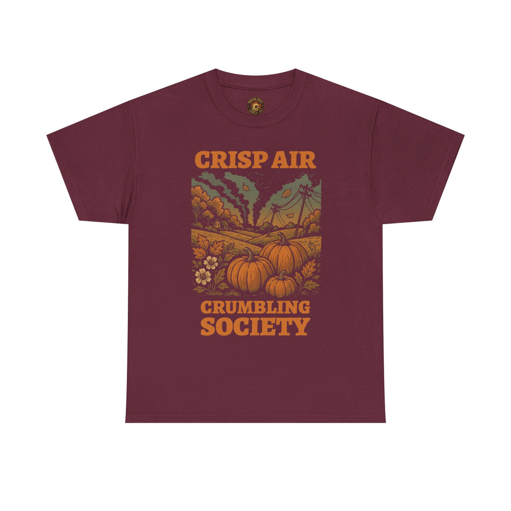Crisp Air Crumbling Society Shirt – Dystopian Fall Pumpkin Tee – Fall of Humanity Collection – Trash Cult Supply Co.