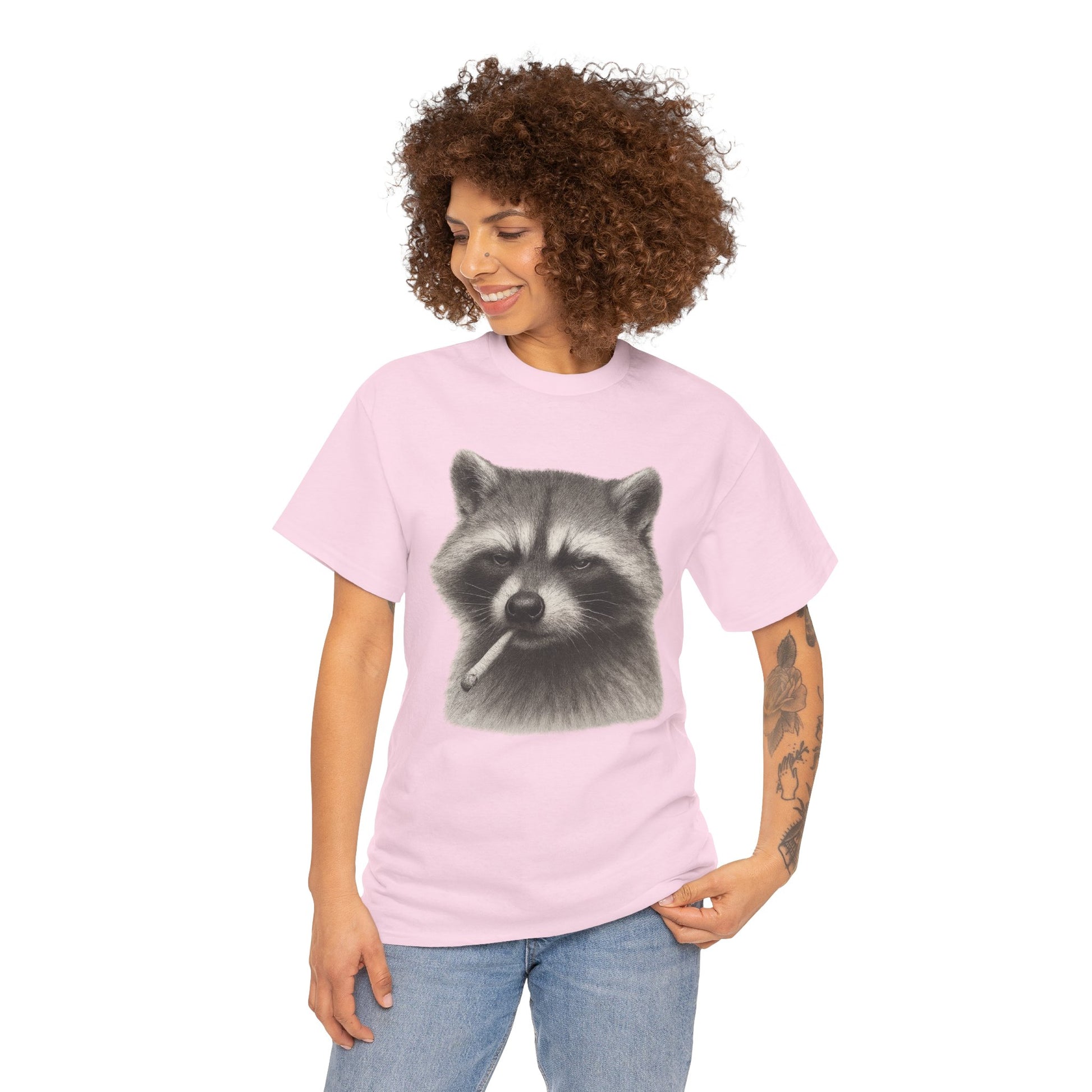 Dirty Harry Raccoon Halftone Shirt – Soft Grit Aesthetic, Smoking Trash Panda Graphic Tee
