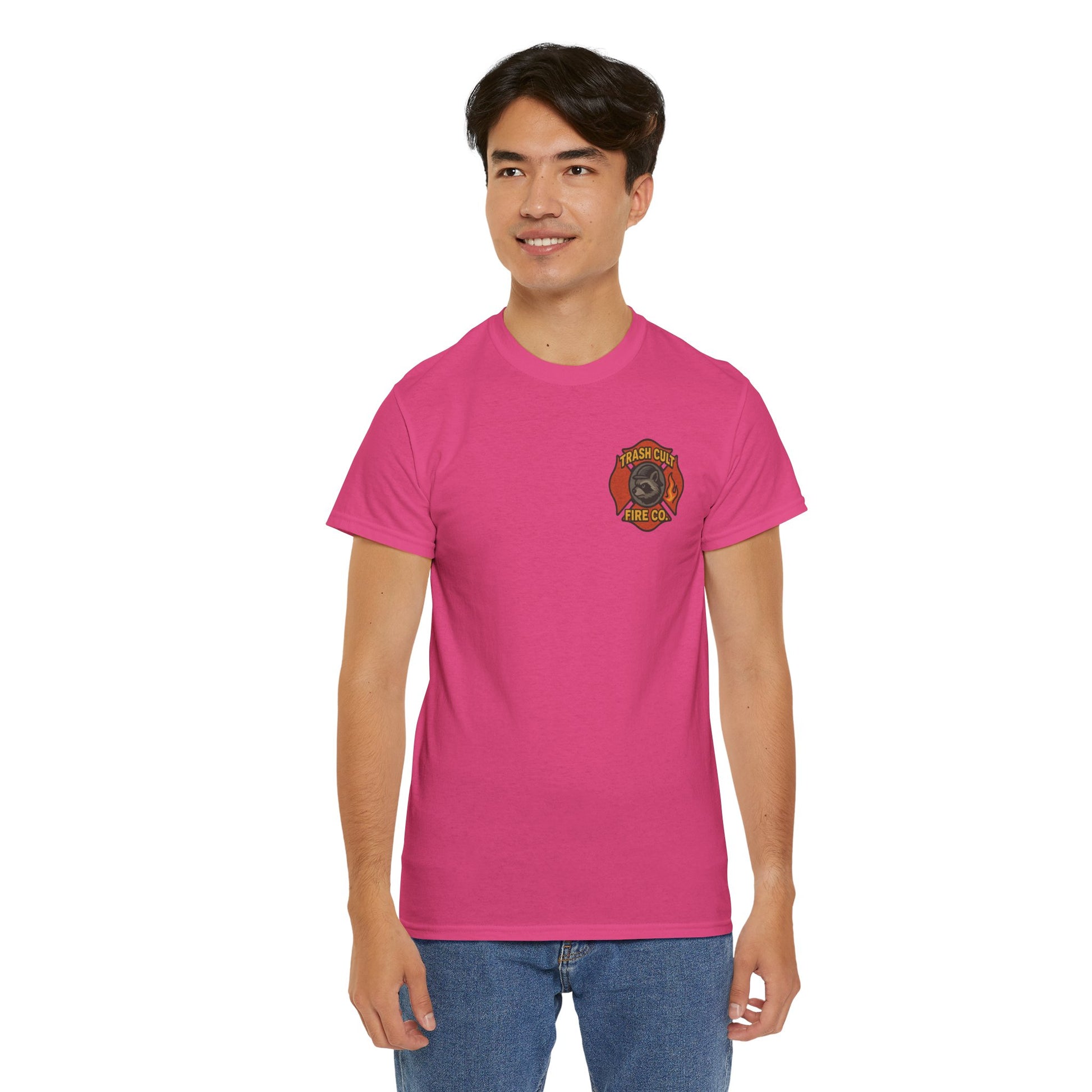 Trash Cult Fire Co. Unisex Tee - Quirky Raccoon Design, Fun Gift, Casual Wear, Firefighter Humor, Unique Apparel