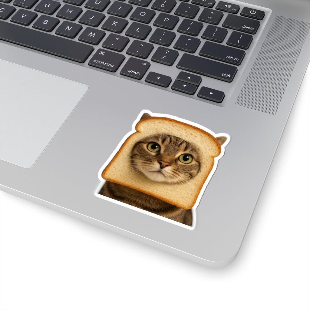 In Bread Cat Kiss Cut Sticker – Funny Realistic Cat Meme – Bread Face Kitty Decal