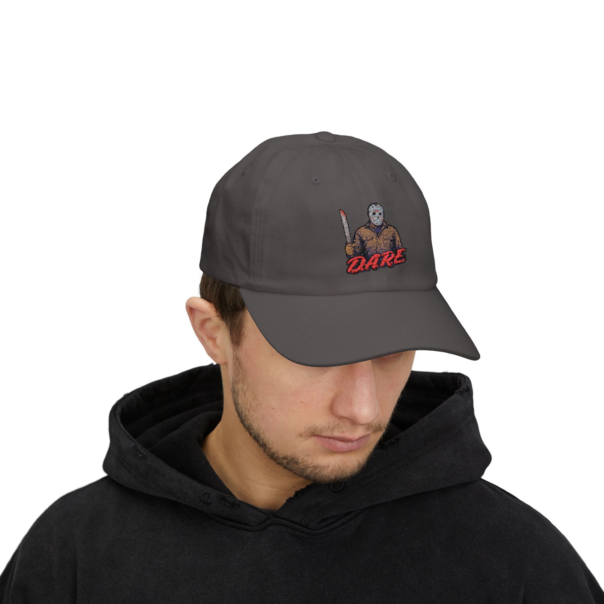 Jason Voorhees D.A.R.E. Parody Dad Hat – 80s Horror Meme Printed Cap
