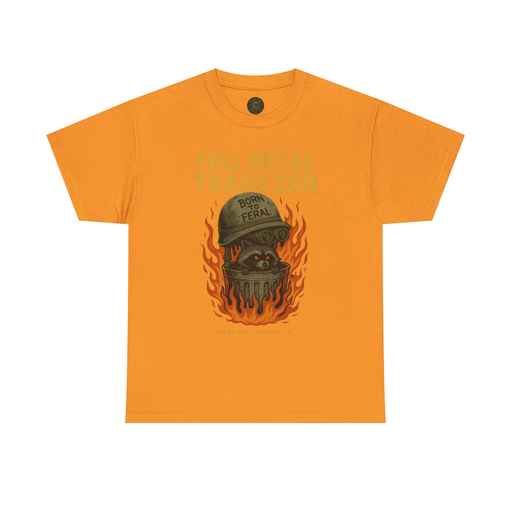 Full Metal Trash Can T-Shirt – Born to Feral Raccoon Graphic | Trash Cult Supply Co. | Gildan 5000 Tee