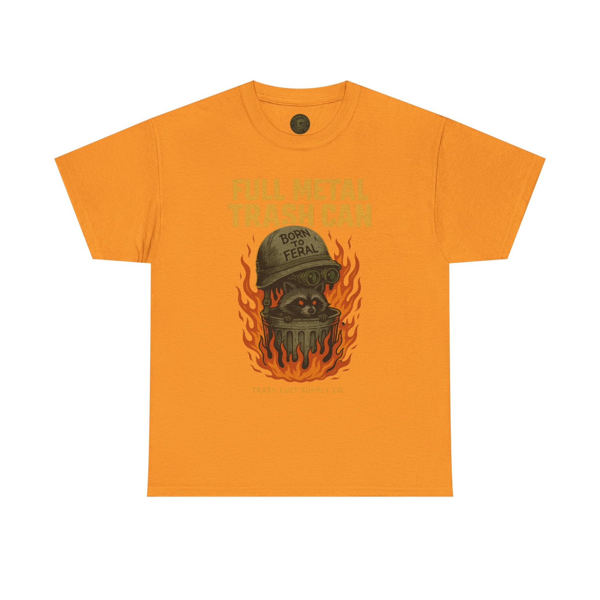 Full Metal Trash Can T-Shirt – Born to Feral Raccoon Graphic | Trash Cult Supply Co. | Gildan 5000 Tee