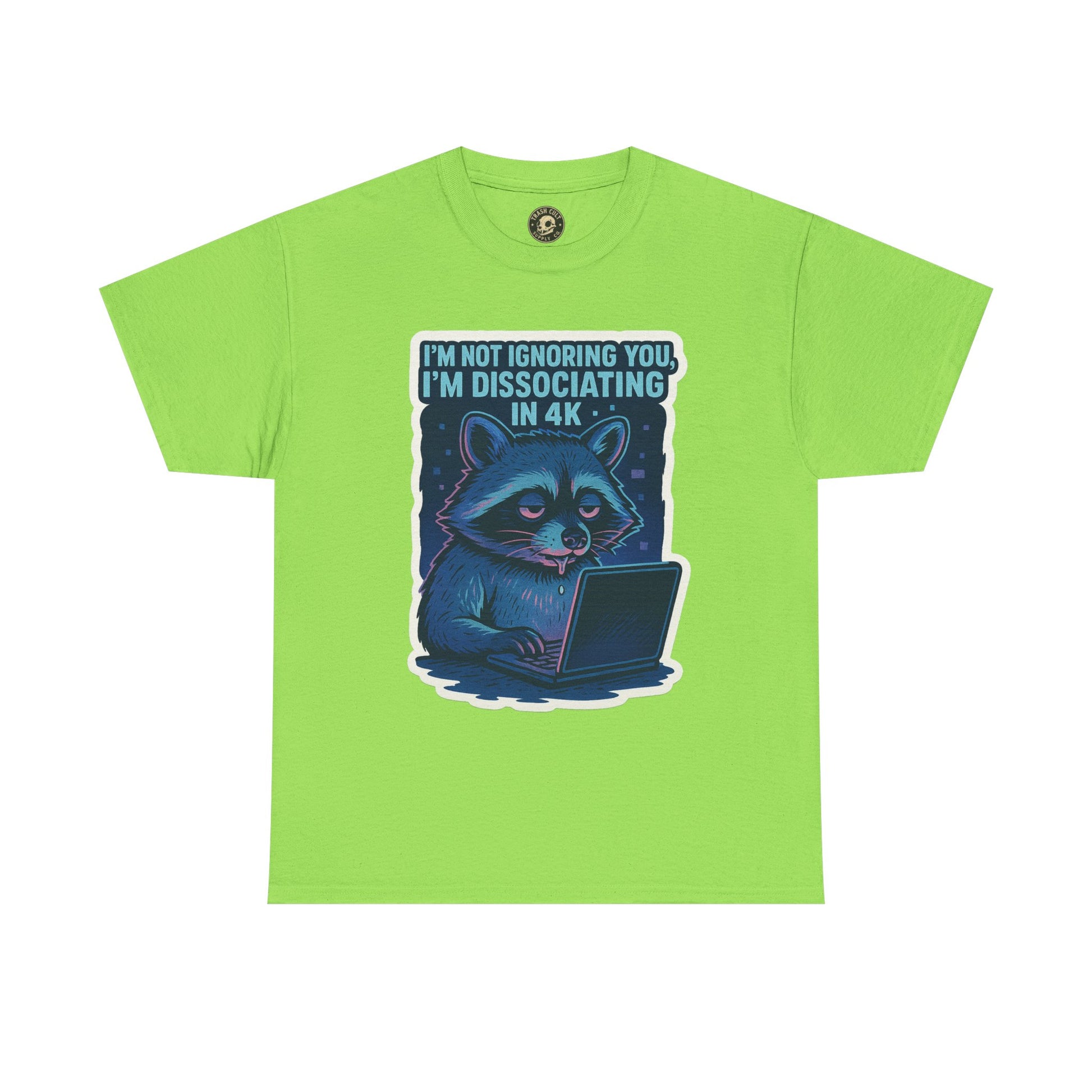 Funny Raccoon Tee - Dissociating in 4K – Mentally Absent Raccoon Tee | Gildan 5000