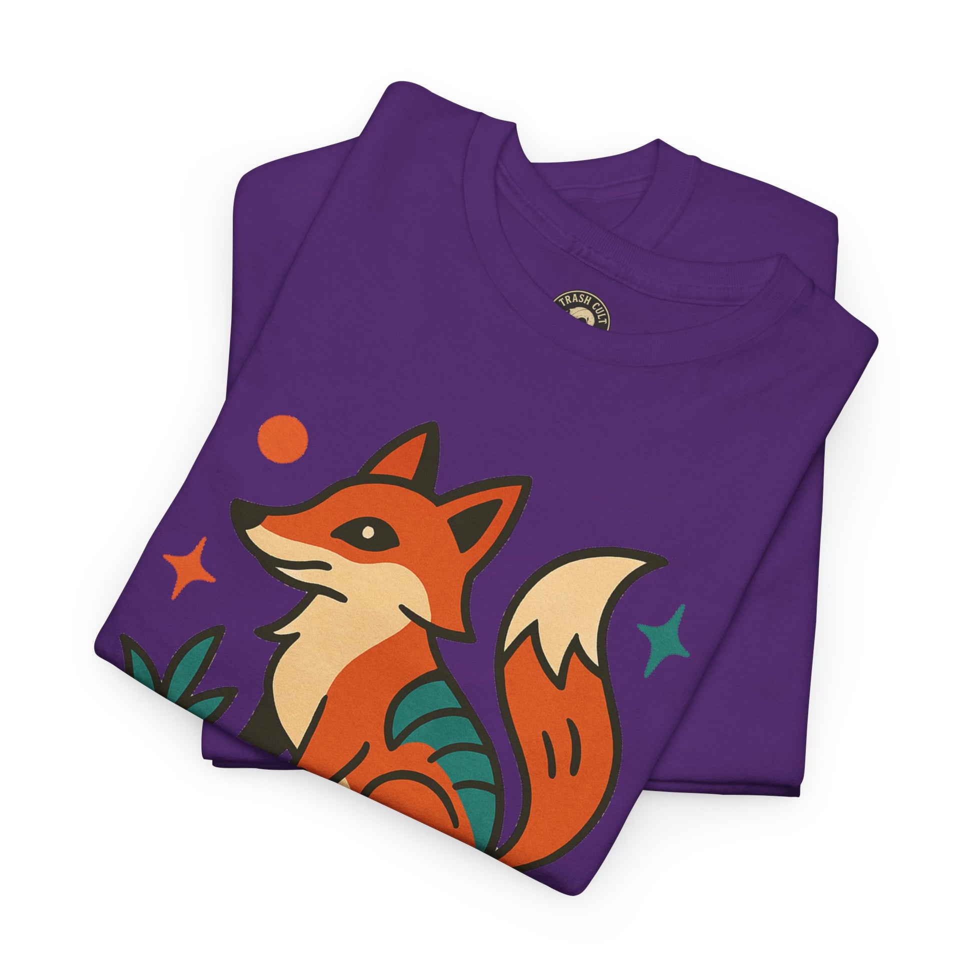 Trash Cult Fox Unisex Heavy Cotton Tee - Eco-Friendly Fashion Statement, Perfect for Nature Lovers, Casual Wear, Gifts, and Festivals