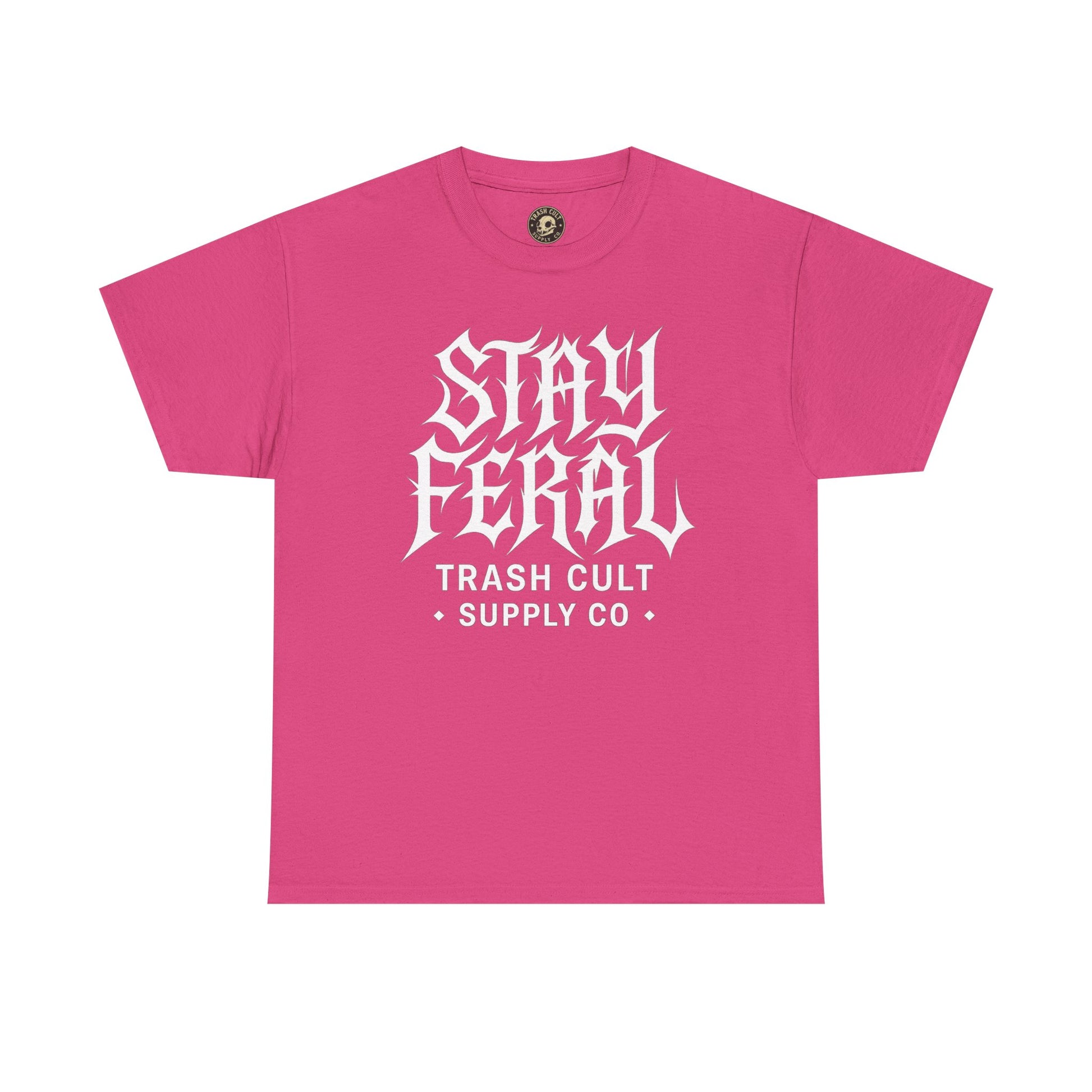 Unisex Heavy Cotton Tee - Stay Feral Graphic Tee, Streetwear Shirt, Gift for Wild Spirits, Eco-Friendly Casualwear, Summer Fashion