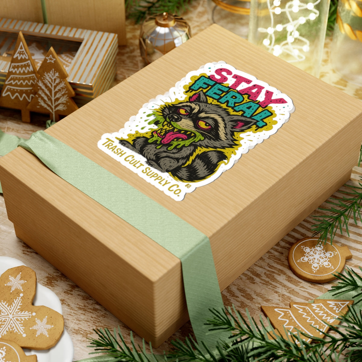 Stay Feral Kiss-Cut Stickers, Fun Laptop Decals, Wild Animal Art, Unique Gift for Nature Lovers, Colorful Wall Decor