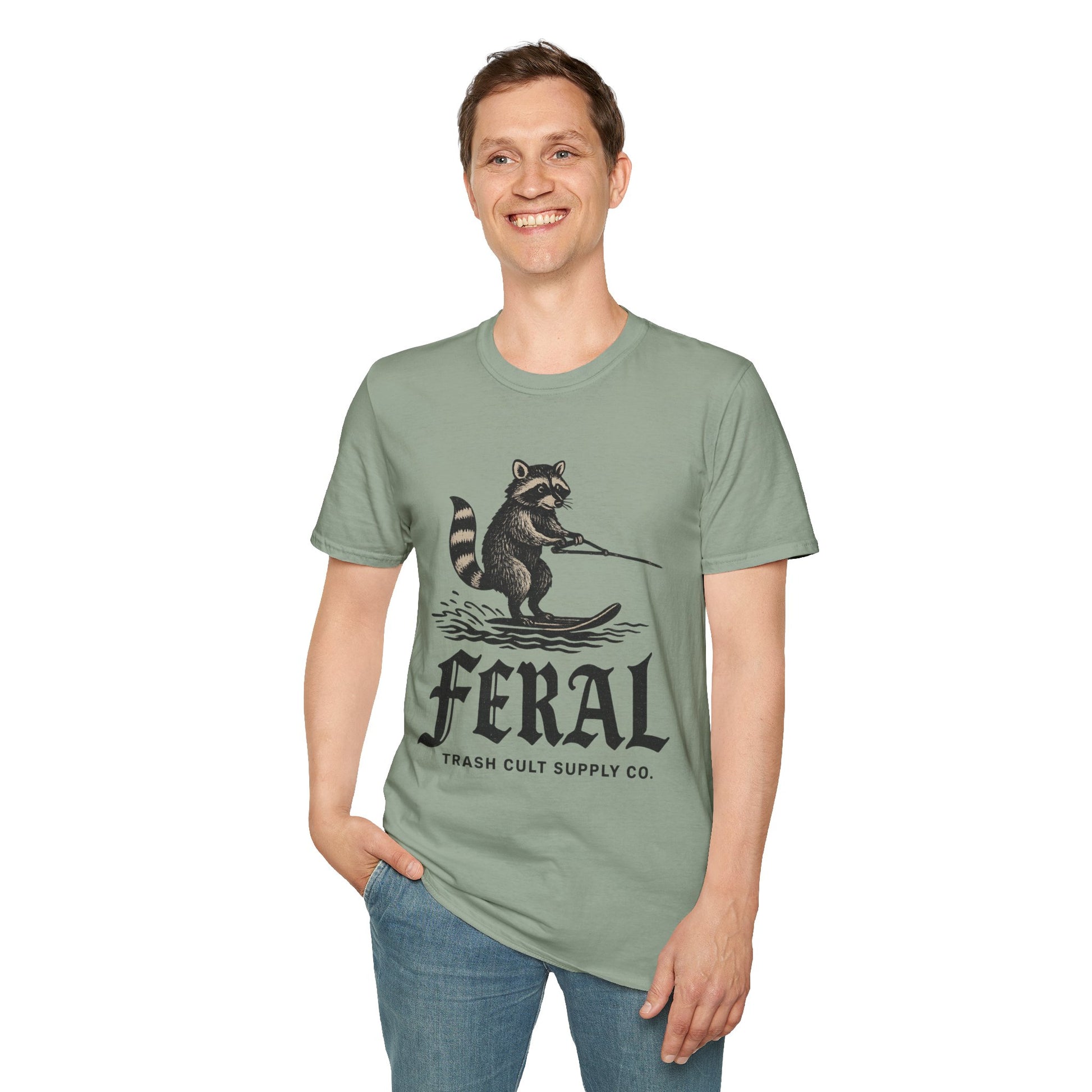 Feral Water Skiing Raccoon Vintage Shirt – Trash Cult Supply Co. | Gildan 2000 Softstyle