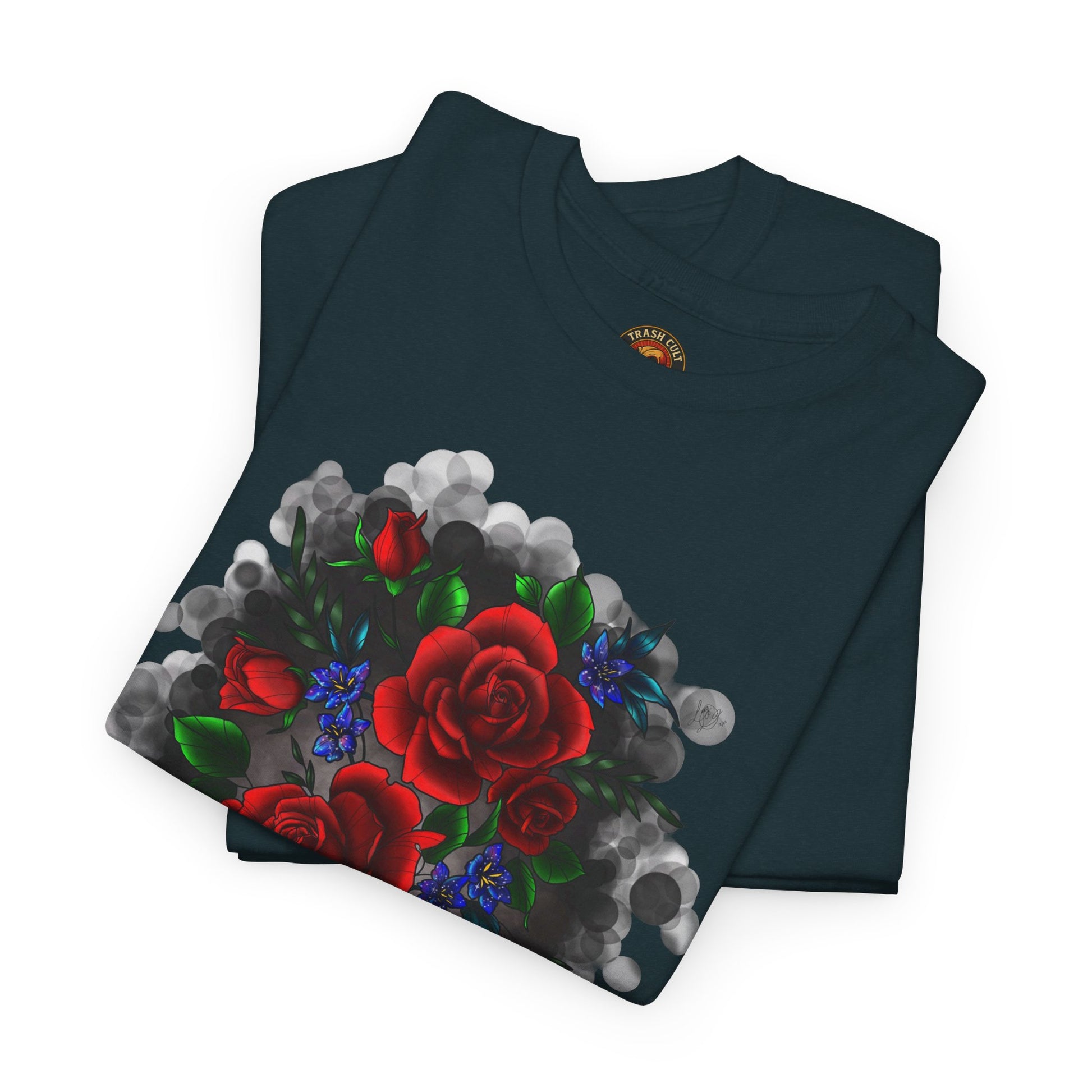 Floral Smoke Tattoo T-Shirt – Lara Davenport x Trash Cult Supply Co. Collab (Gildan 5000)