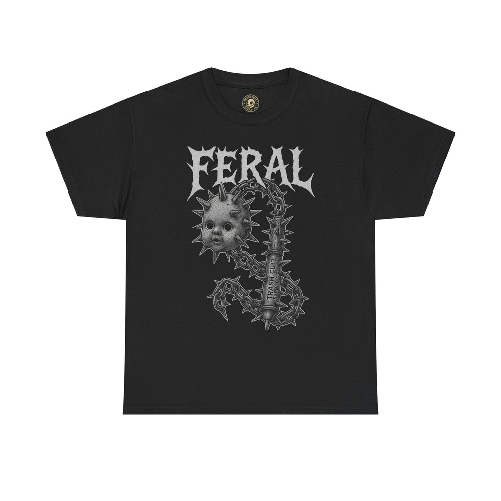 FERAL Spiked Doll Flail Tee – Halftone Gothic Weapon Shirt | Trash Cult Supply Co. | Gildan 5000