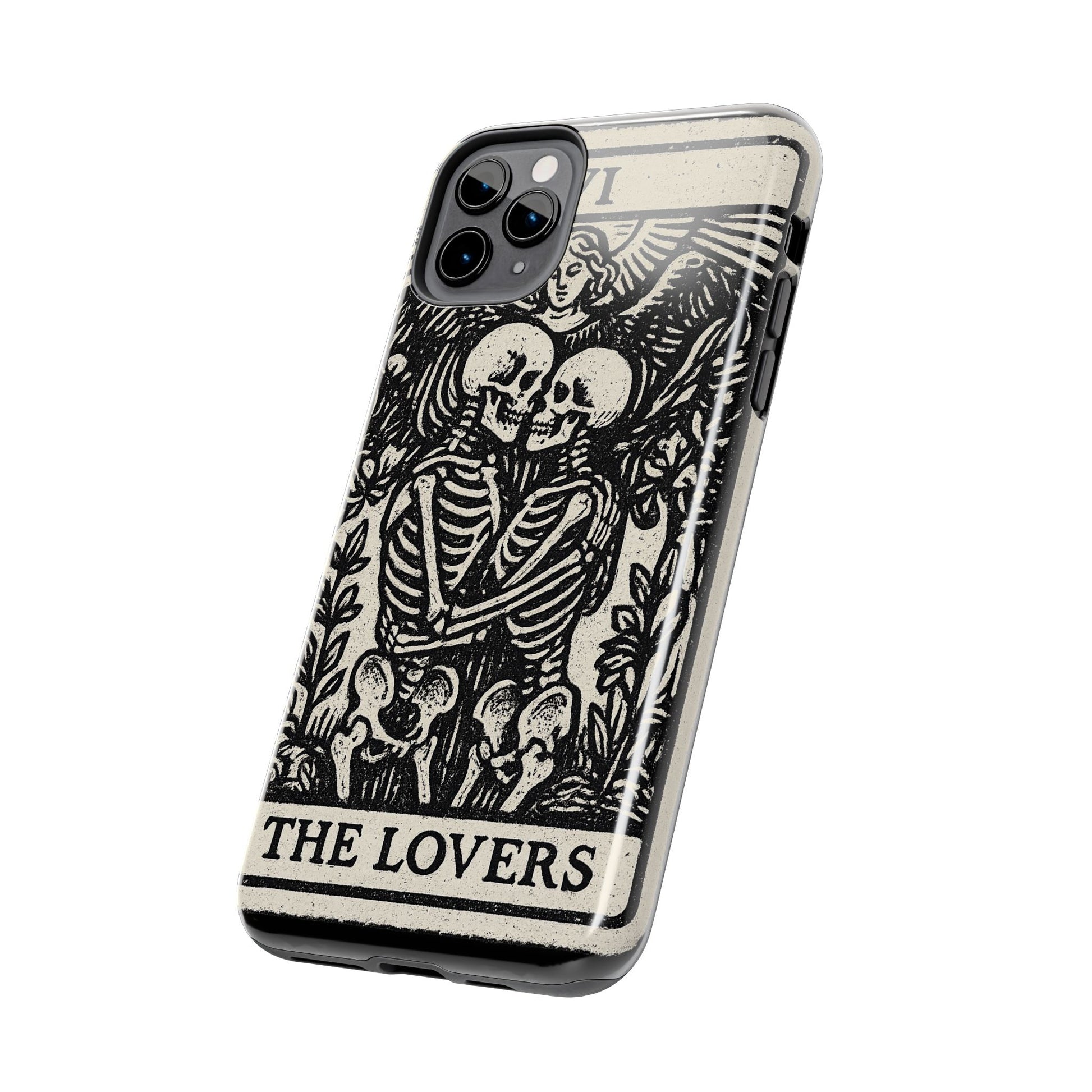 Tough Phone Case with Skeleton Lovers Design, Gothic Phone Cover, Unique Couples Gift, Halloween Accessory, Edgy Tech Design