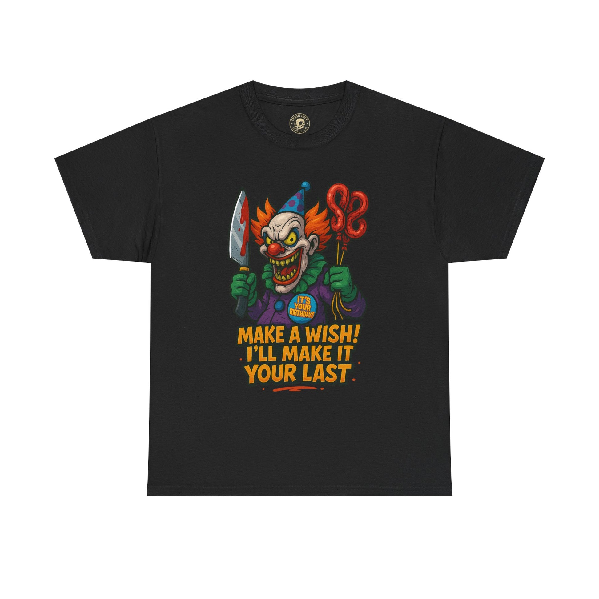 Creepy Clown Tee - Halloween Costume Shirt, Unisex Heavy Cotton Tee, Spooky Graphic Tee, Gag Gift, Horror Fan Apparel