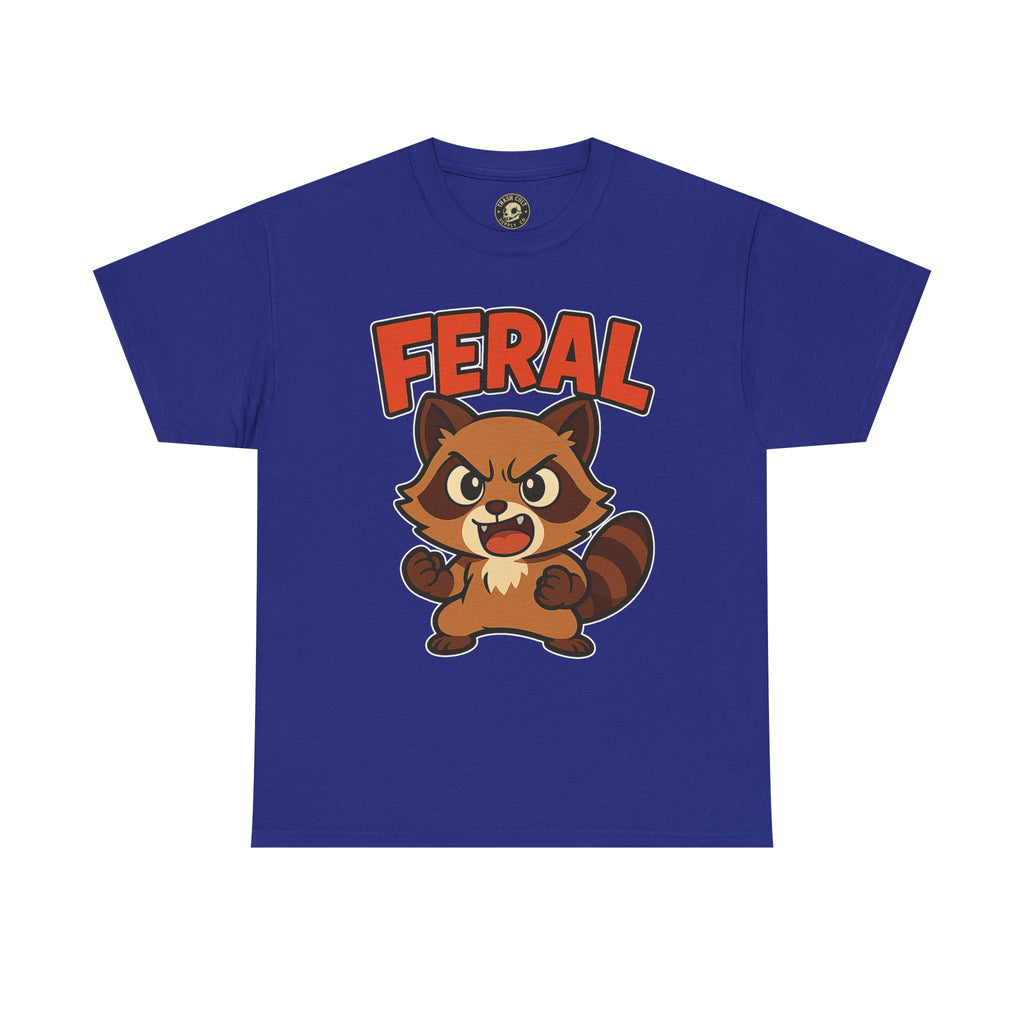 Feral Cartoon Tee - Unisex Heavy Cotton Shirt, Cute Graphic, Animal Lovers Gift, Casual Wear, Fun T-Shirt for Kids & Adults