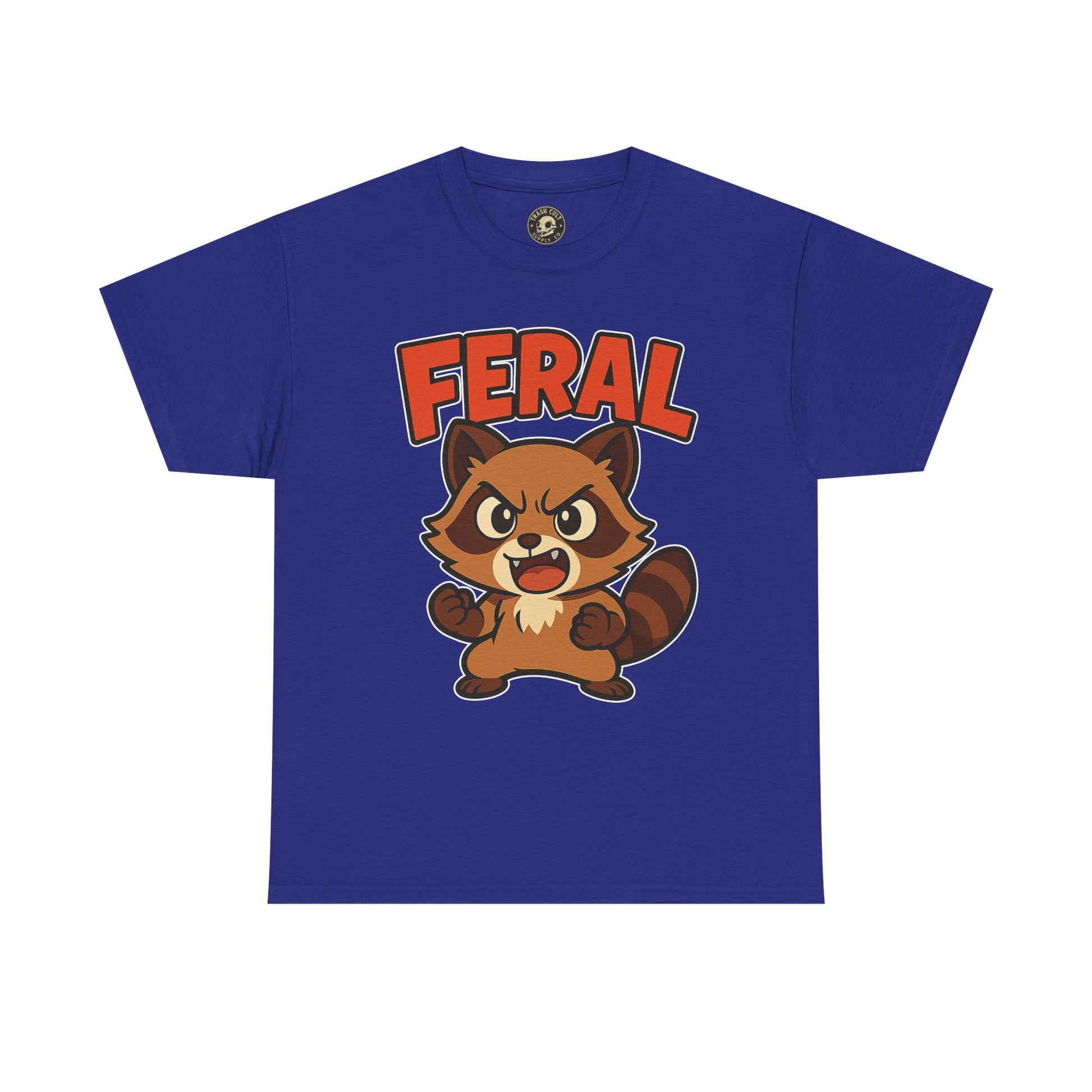 Feral Cartoon Tee - Unisex Heavy Cotton Shirt, Cute Graphic, Animal Lovers Gift, Casual Wear, Fun T-Shirt for Kids & Adults