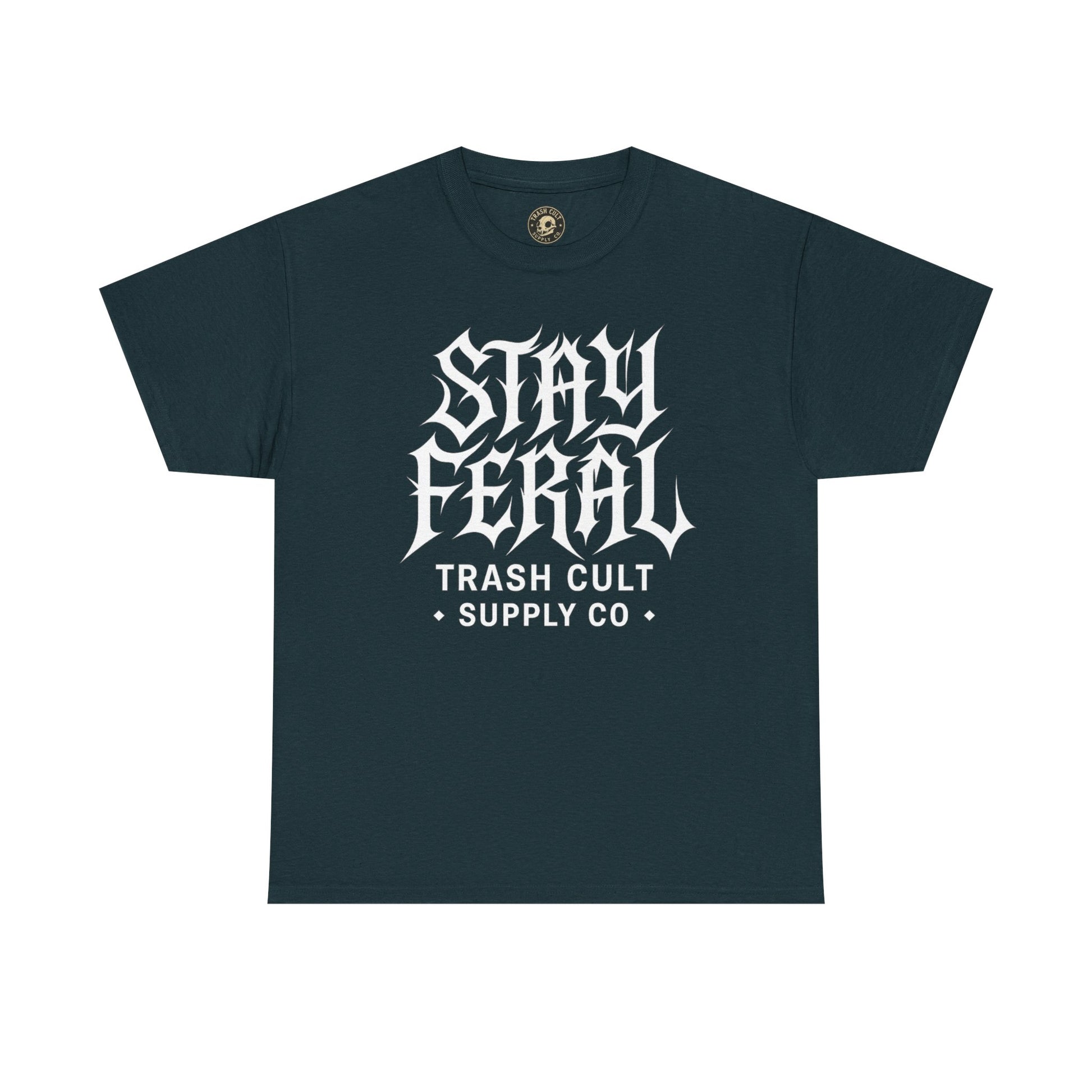 Unisex Heavy Cotton Tee - Stay Feral Graphic Tee, Streetwear Shirt, Gift for Wild Spirits, Eco-Friendly Casualwear, Summer Fashion