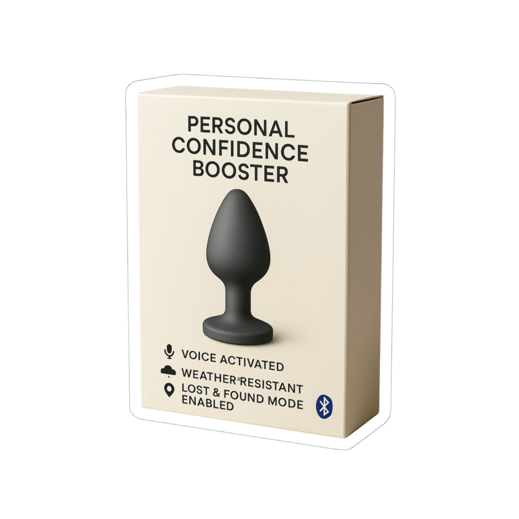 Personal Confidence Booster Sticker – Funny Bluetooth Gadget Parody | Kiss Cut Sticker