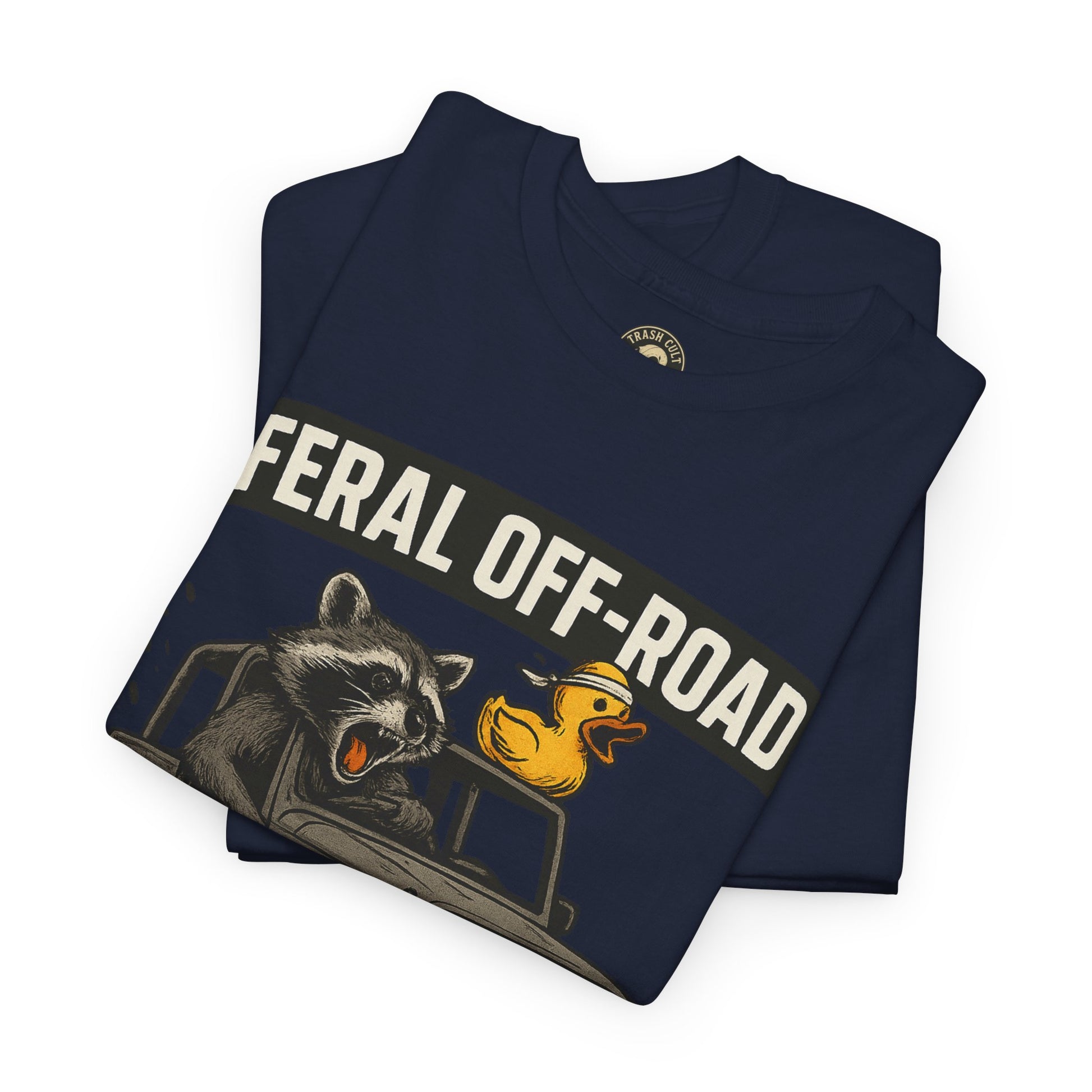 Feral Off-Road Raccoon Jeep Shirt – Mud Slinging Chaos | Trash Cult Supply Co | Gildan 5000 Tee