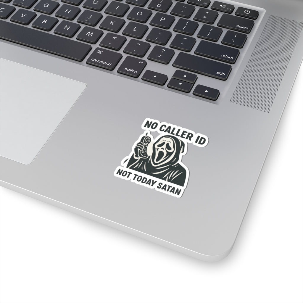 No Caller ID Ghostface Sticker – Not Today Satan – Funny Horror Kiss Cut Sticker