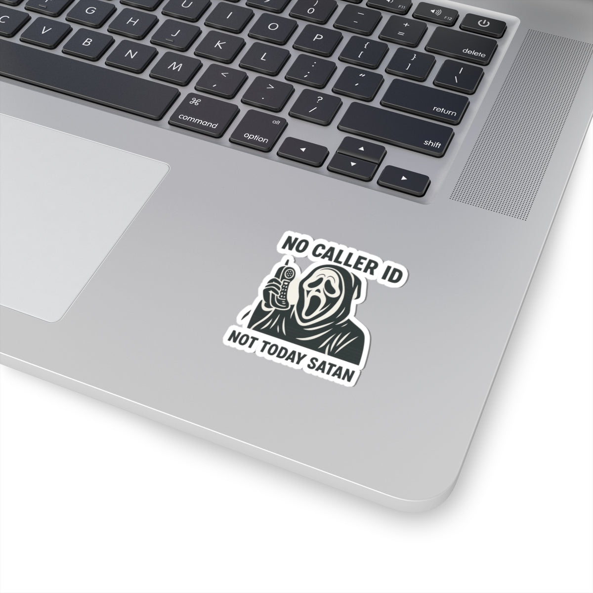 No Caller ID Ghostface Sticker – Not Today Satan – Funny Horror Kiss Cut Sticker