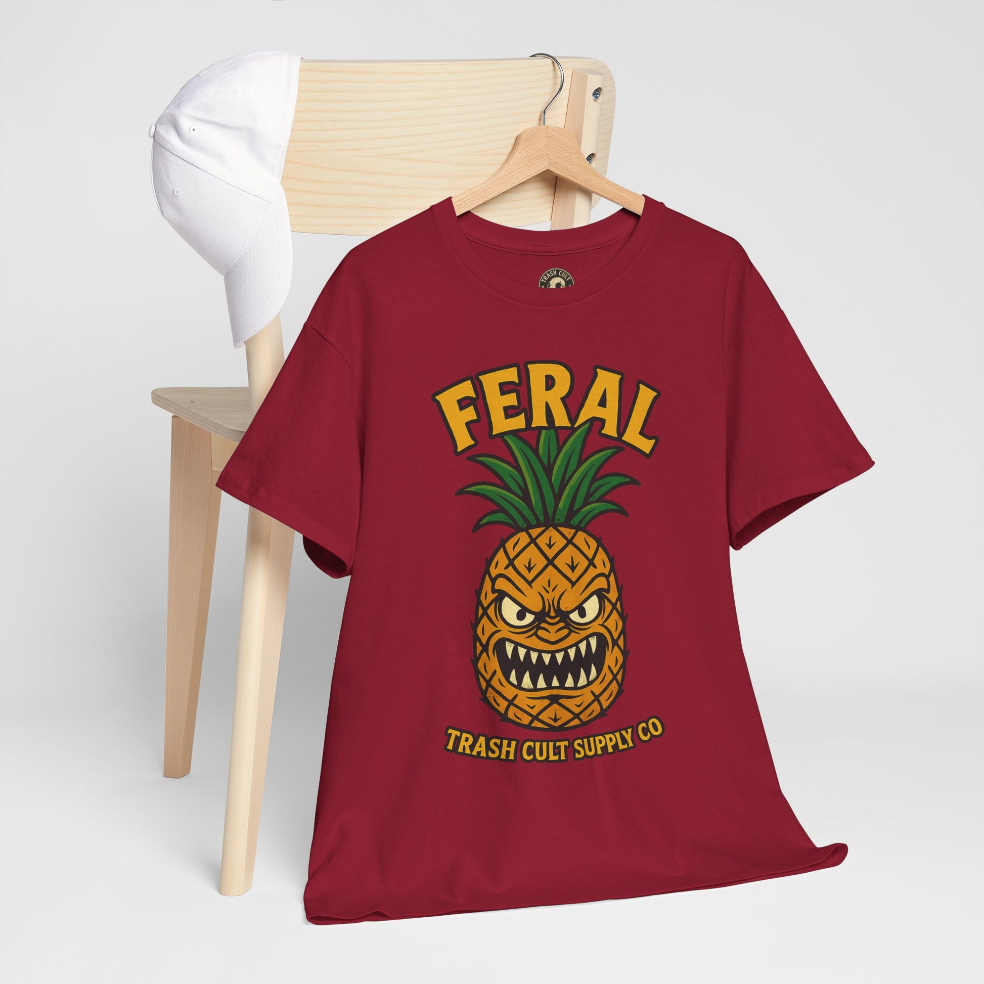 Feral Evil Pineapple Shirt – Aggressive Fruit Trashcore Tee – Gildan 5000 Unisex