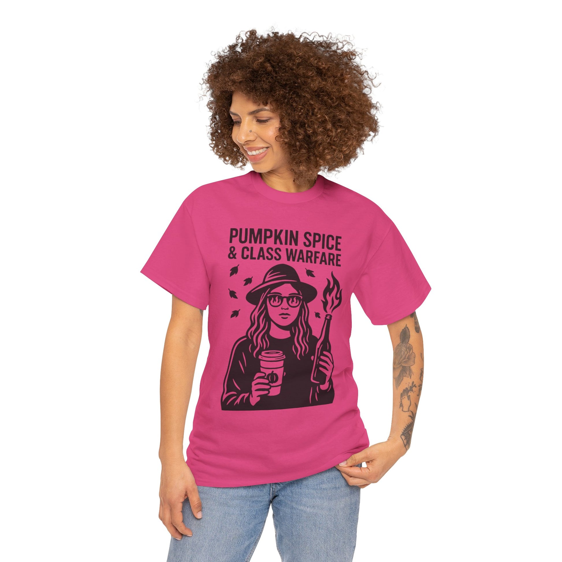 Pumpkin Spice & Class Warfare Shirt – Fall Riot Girl Graphic Tee – Fall of Humanity Collection – Trash Cult Supply Co.
