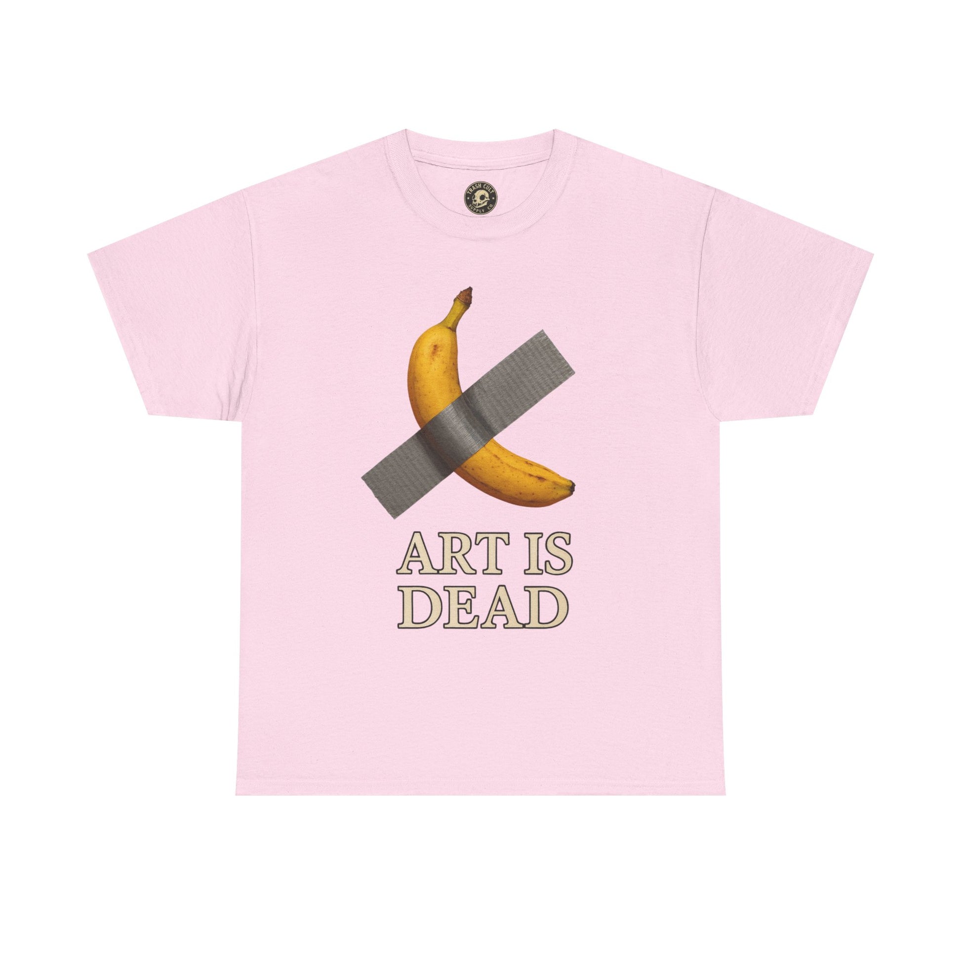 “ART IS DEAD” Banana Duct Tape Meme Tee – Satirical Art Parody Shirt by Trash Cult Supply Co.