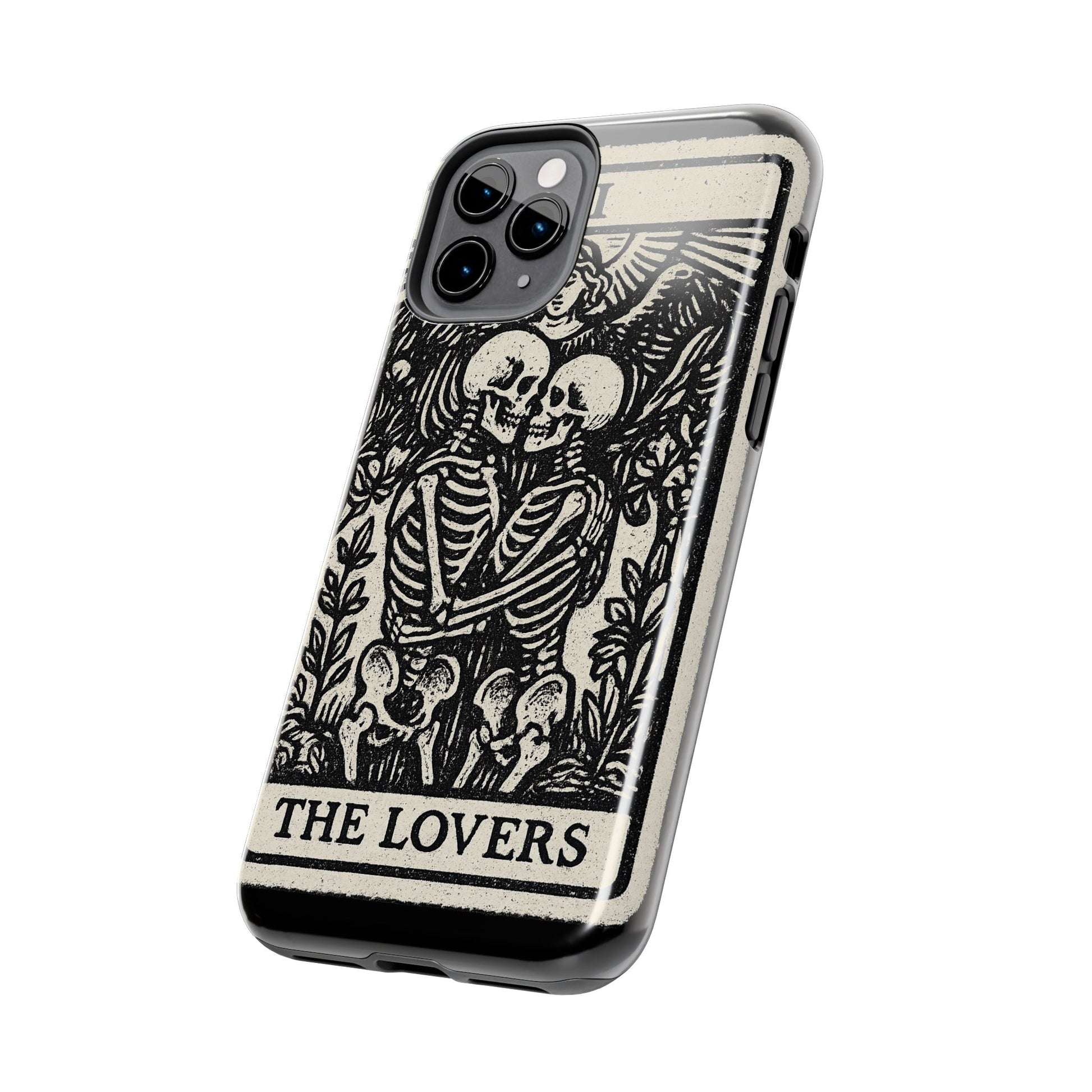 Tough Phone Case with Skeleton Lovers Design, Gothic Phone Cover, Unique Couples Gift, Halloween Accessory, Edgy Tech Design