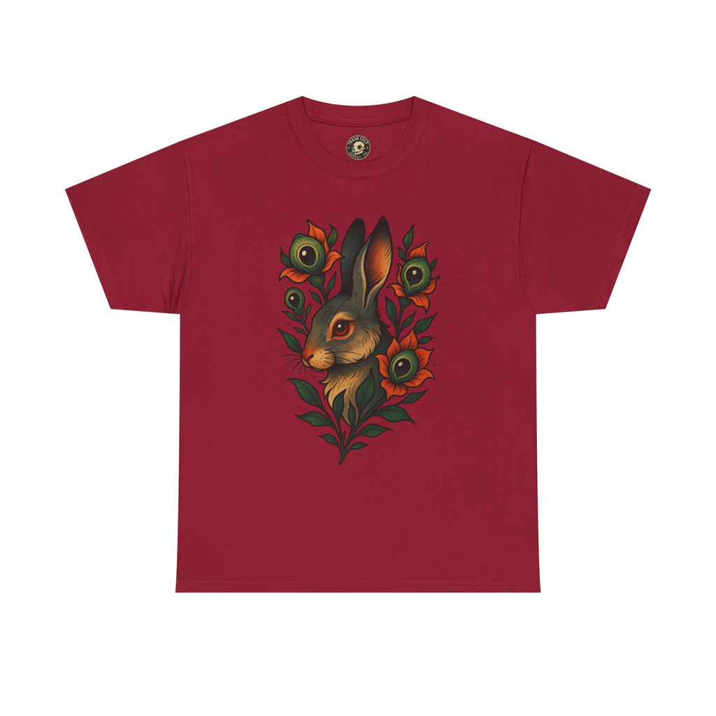 Whimsical Rabbit Floral Tee, Nature Lover Gift, Casual Wear, Eco-Friendly Fashion, Unique Graphic T-Shirt, Year-Round Style