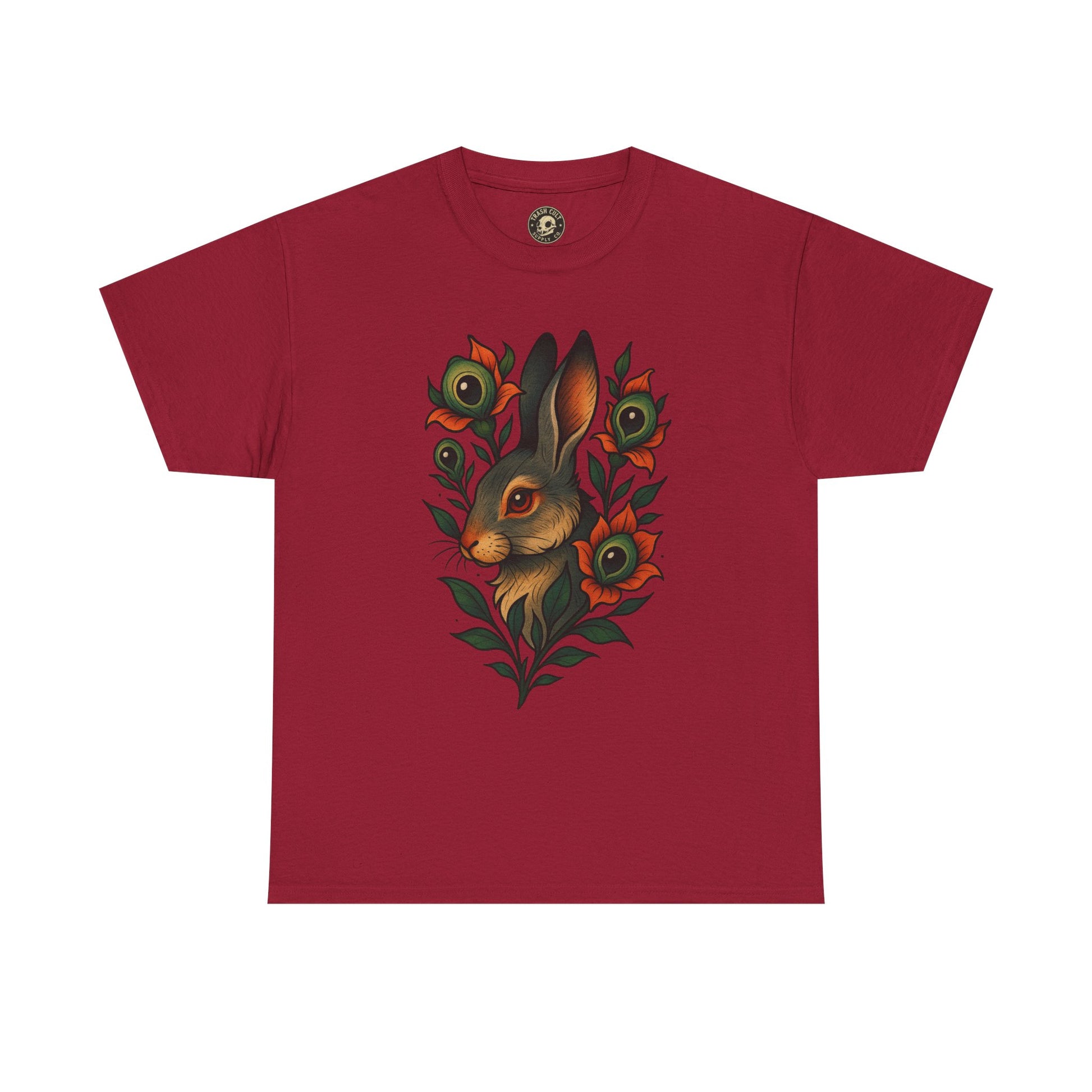 Whimsical Rabbit Floral Tee, Nature Lover Gift, Casual Wear, Eco-Friendly Fashion, Unique Graphic T-Shirt, Year-Round Style