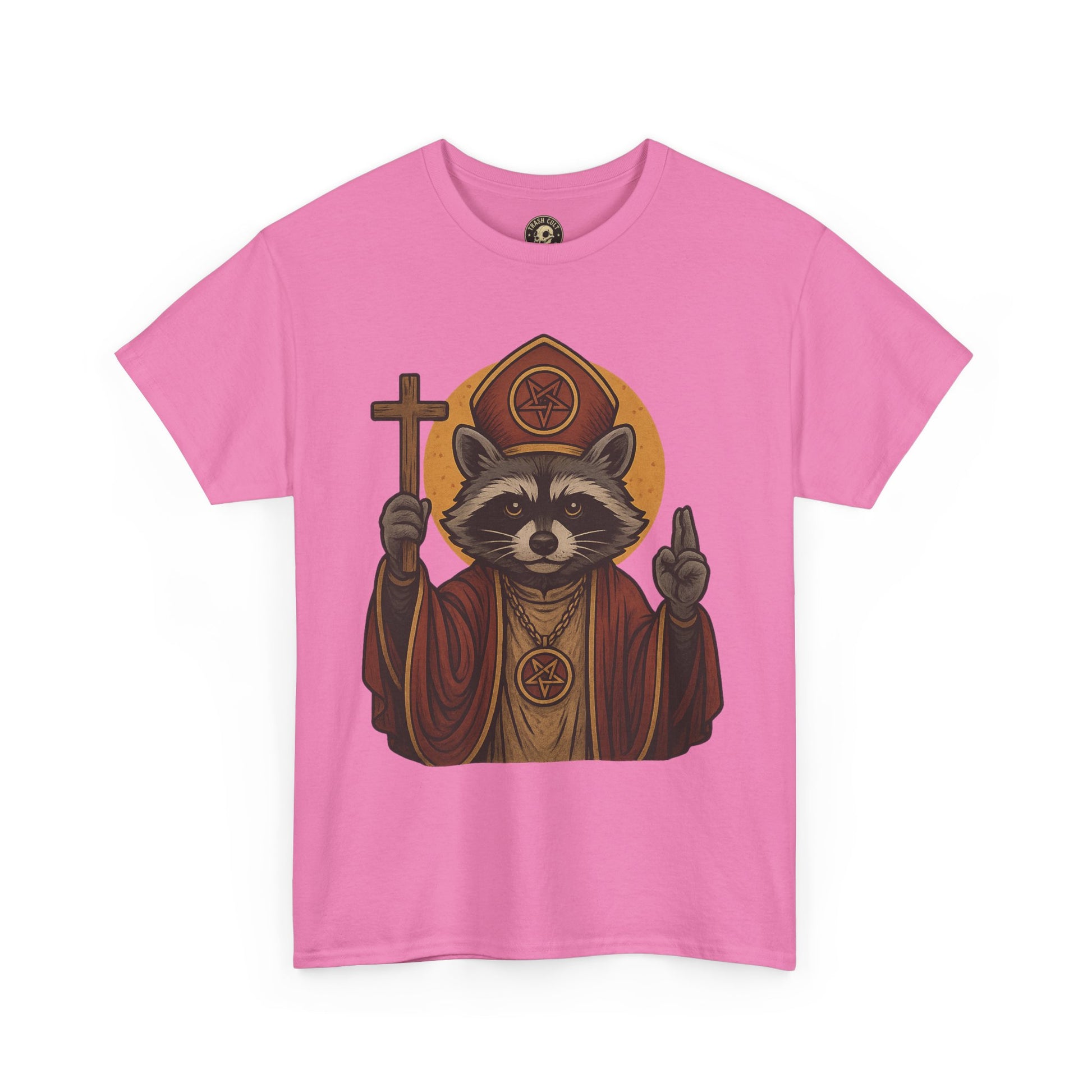 Holy Raccoon Pope Shirt – Funny Cult Priest Graphic Tee – Gildan 5000 Unisex