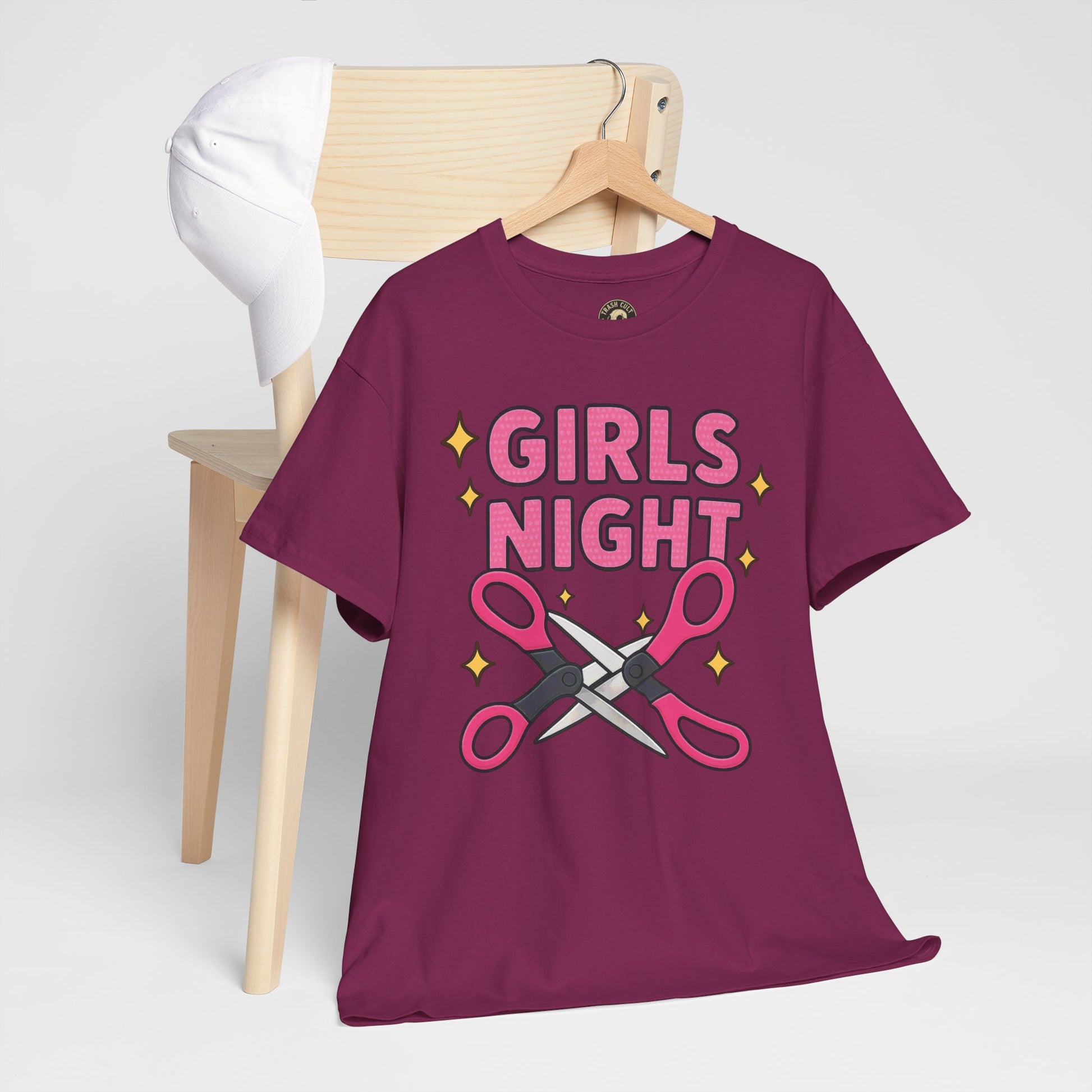 Funny Girls Night Shirt – Lesbian Humor Tee – Pink Scissors Graphic on Gildan 5000