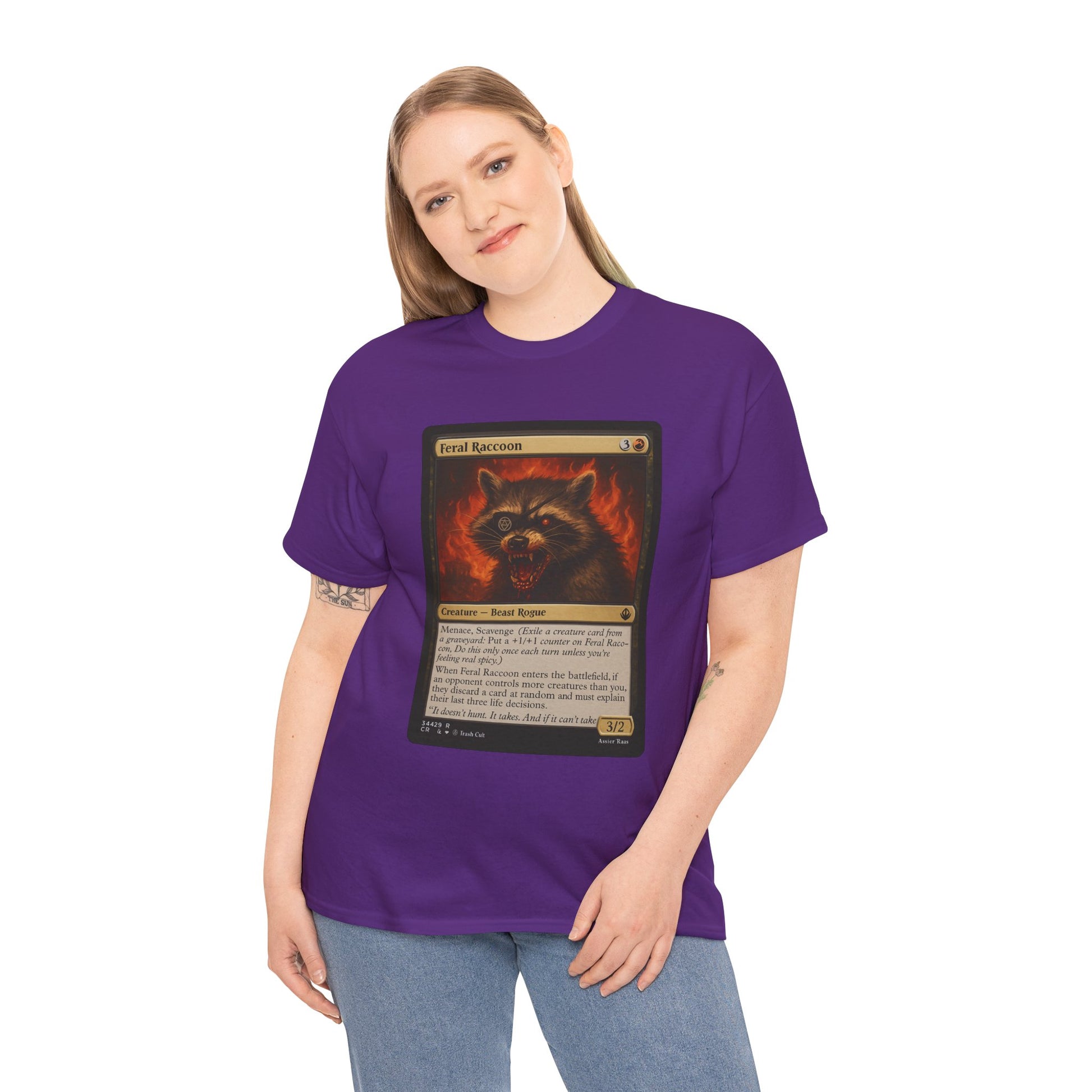Feral Raccoon Magic Card Shirt – MTG-Inspired Beast Rogue Tee, Trash Cult Creature Card, Gildan 5000 Unisex T-Shirt