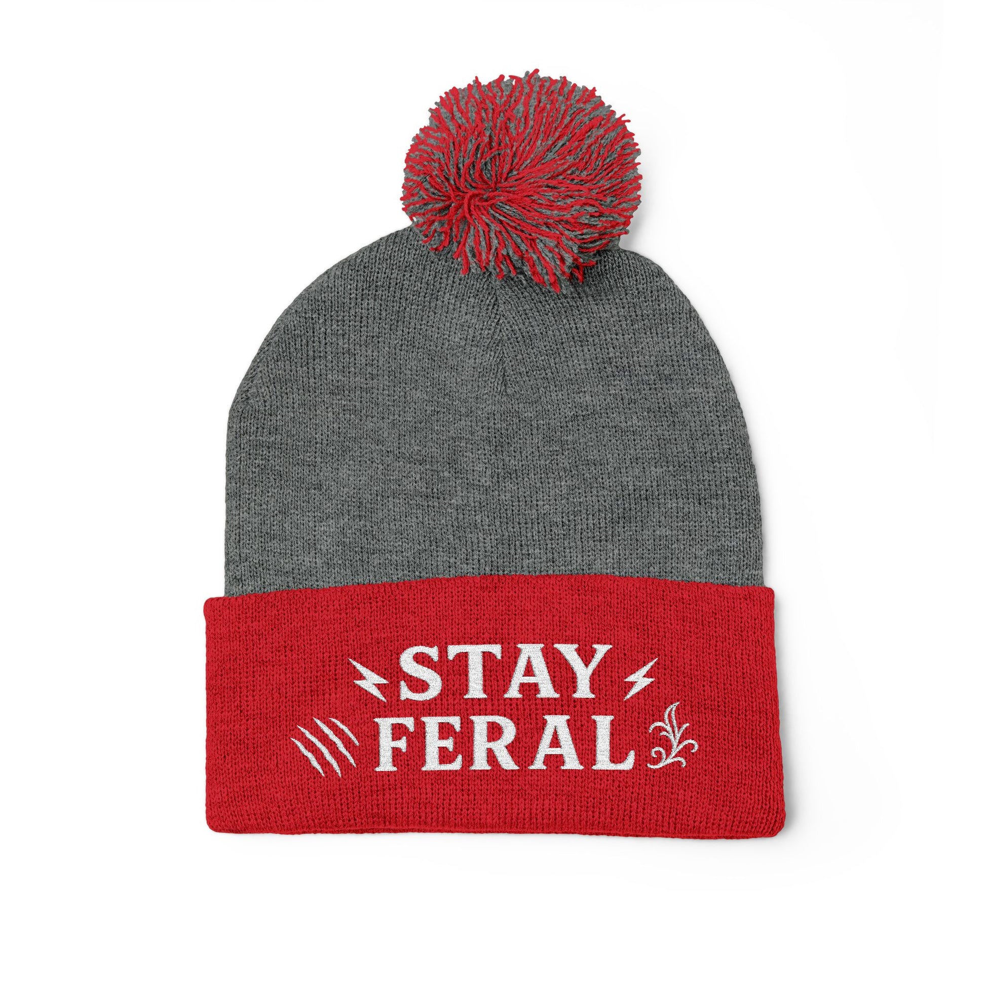 Stay Feral Pom-Pom Knit Cap, Cozy Winter Beanie, Embroidered Hats for Adventurers, Gift for Outdoorsy Friends, Stylish Cold Weather [...]