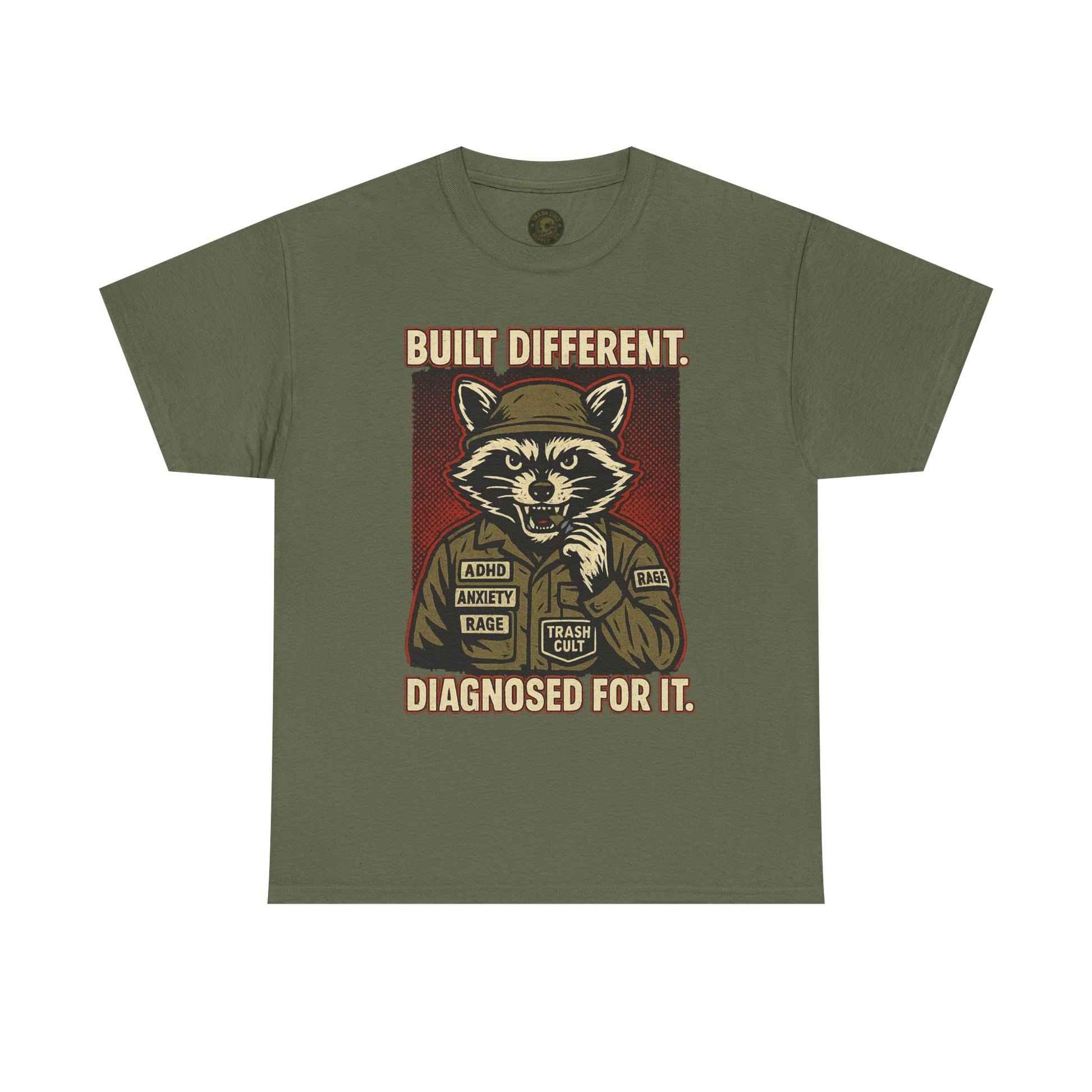 Built Different Diagnosed For It Military Raccoon Shirt – Gildan 5000