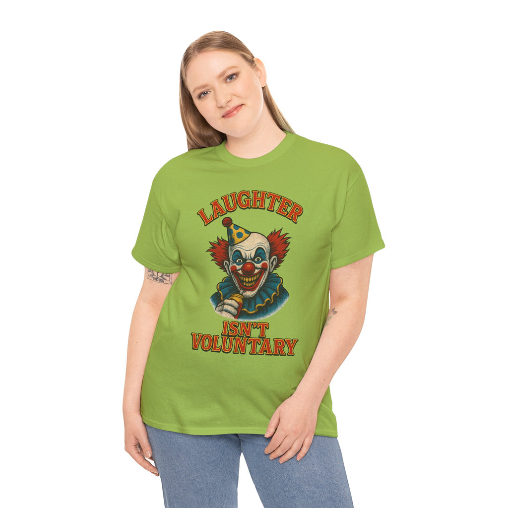Laughter Isn’t Voluntary Creepy Clown Shirt – Circus Horror Tee – Gildan 5000