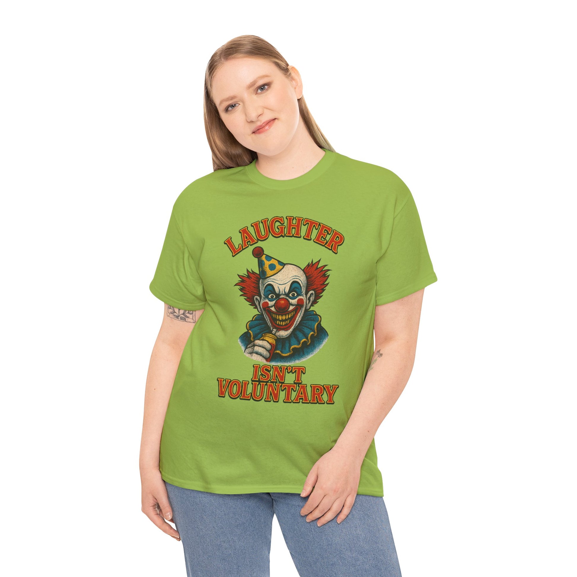 Laughter Isn’t Voluntary Creepy Clown Shirt – Circus Horror Tee – Gildan 5000