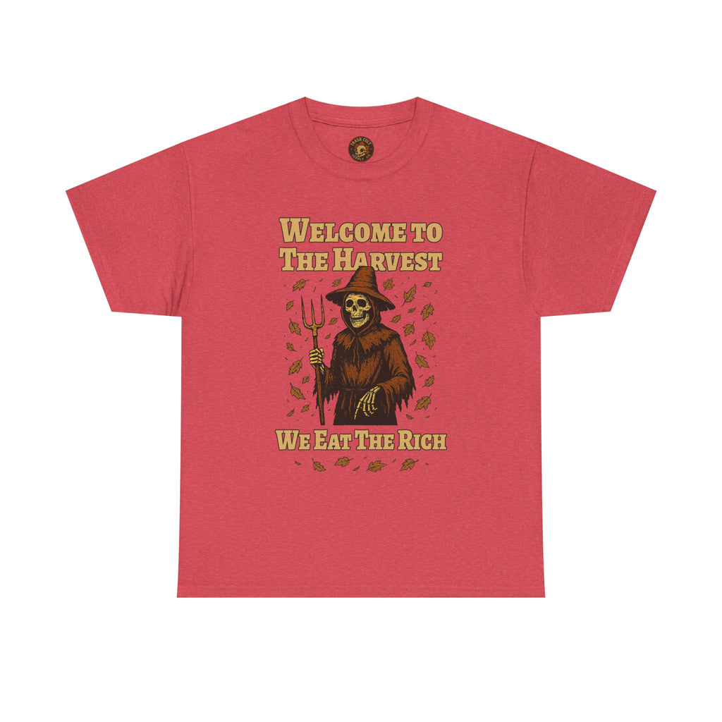 Eat the Rich Shirt – Welcome to the Harvest Skeleton Scarecrow Tee – Fall of Humanity Collection – Trash Cult Supply Co.