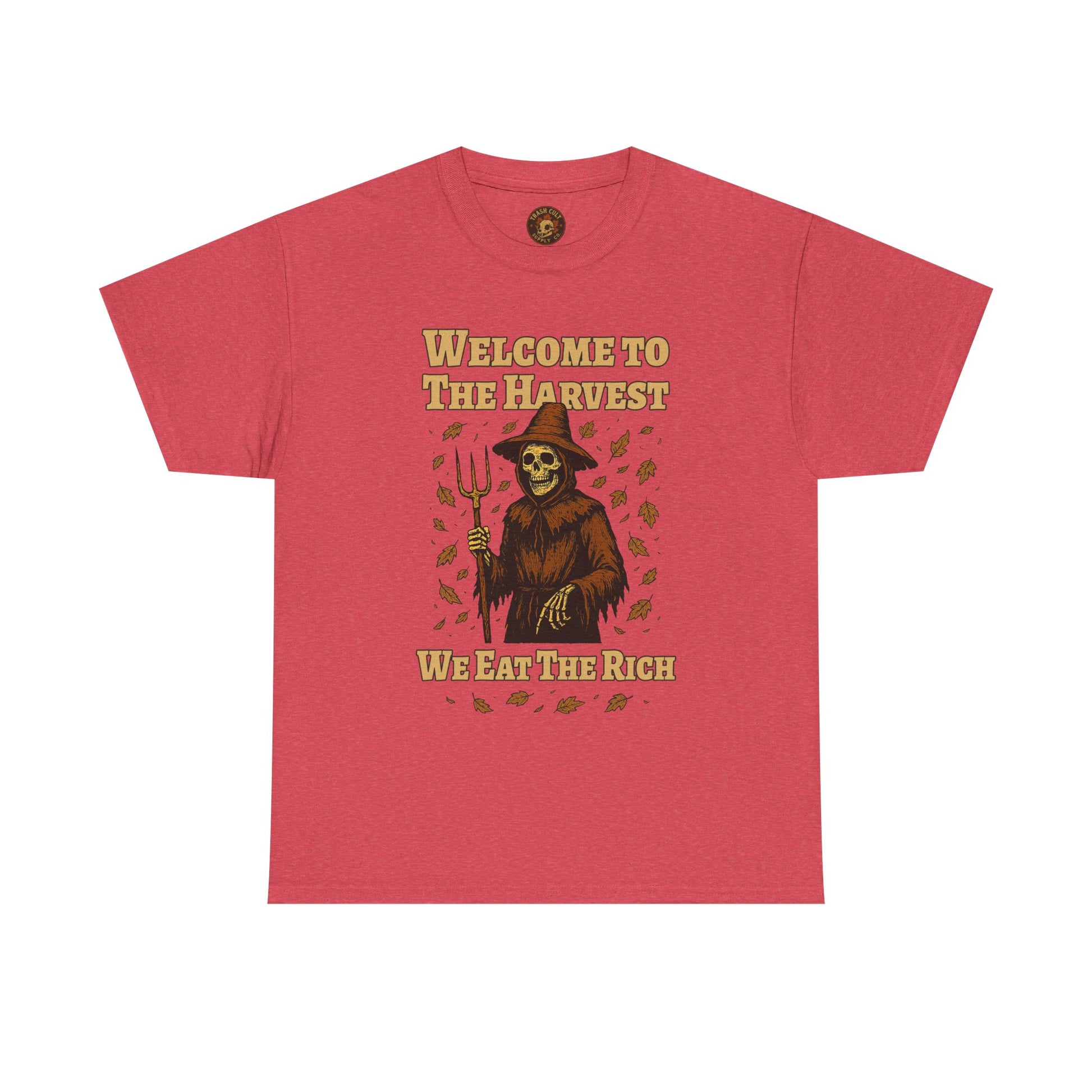 Eat the Rich Shirt – Welcome to the Harvest Skeleton Scarecrow Tee – Fall of Humanity Collection – Trash Cult Supply Co.