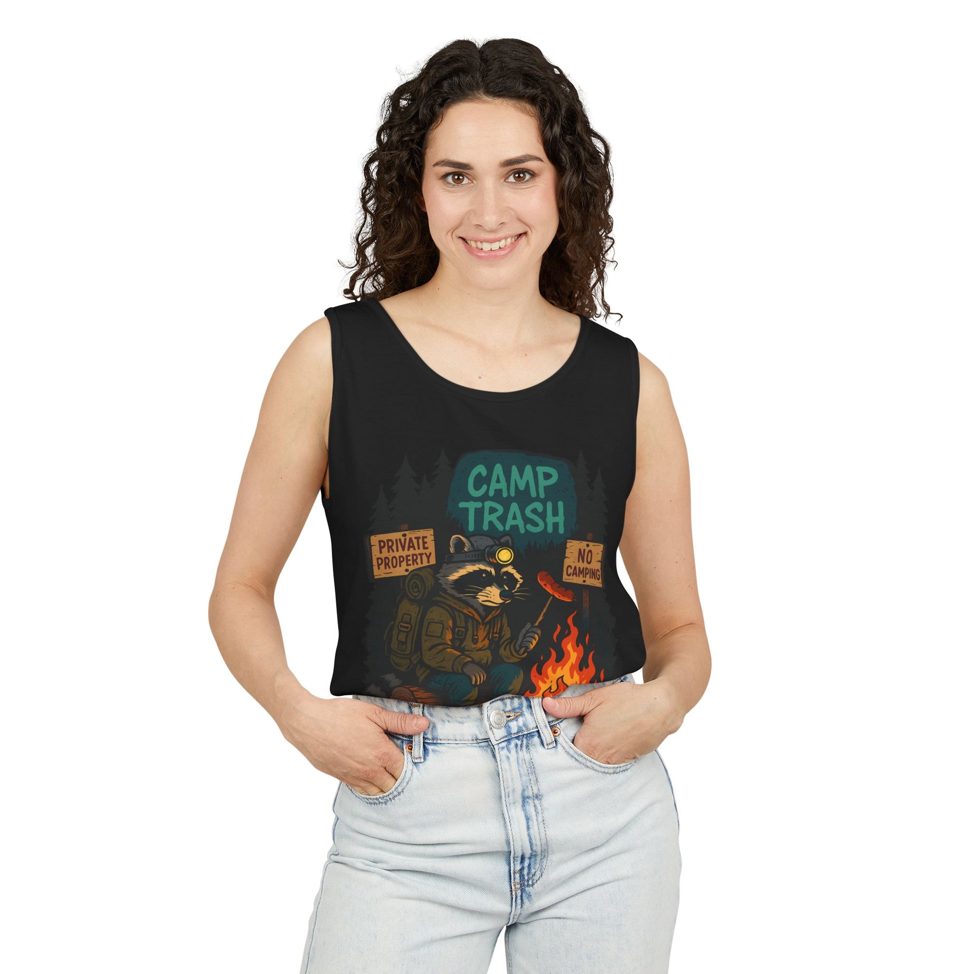 Camp Trash Raccoon Tank Top – Feral & Off-Grid Summer Shirt by Trash Cult
