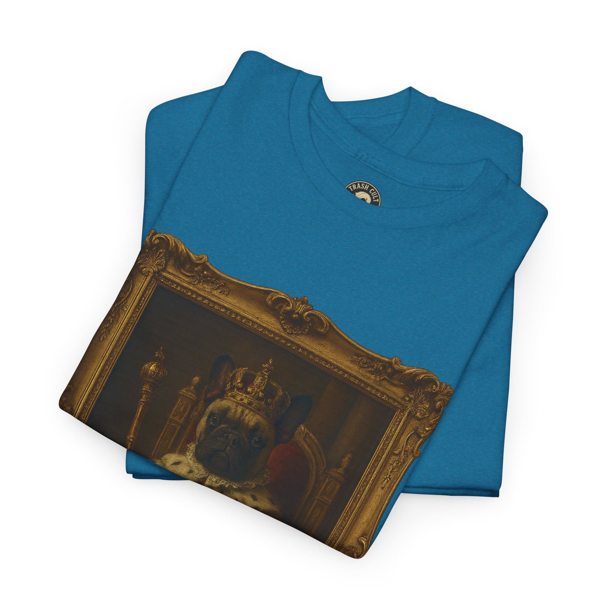 French Bulldog King Baroque Portrait Shirt – Funny Royal Dog Tee – Gildan 5000 Unisex Heavy Cotton