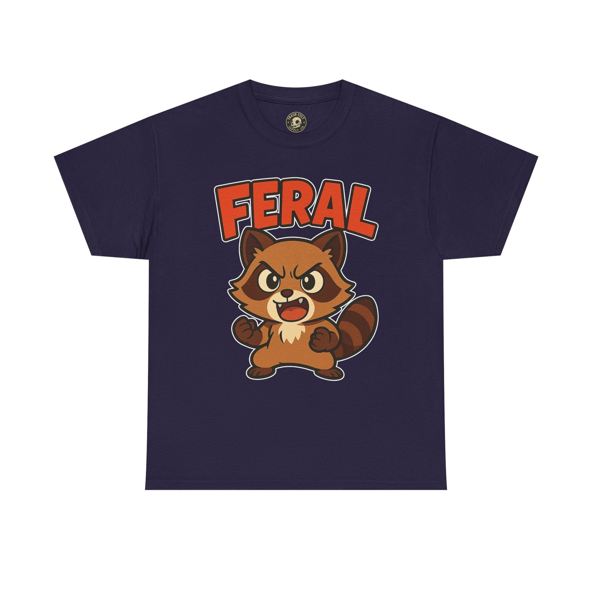 Feral Cartoon Tee - Unisex Heavy Cotton Shirt, Cute Graphic, Animal Lovers Gift, Casual Wear, Fun T-Shirt for Kids & Adults