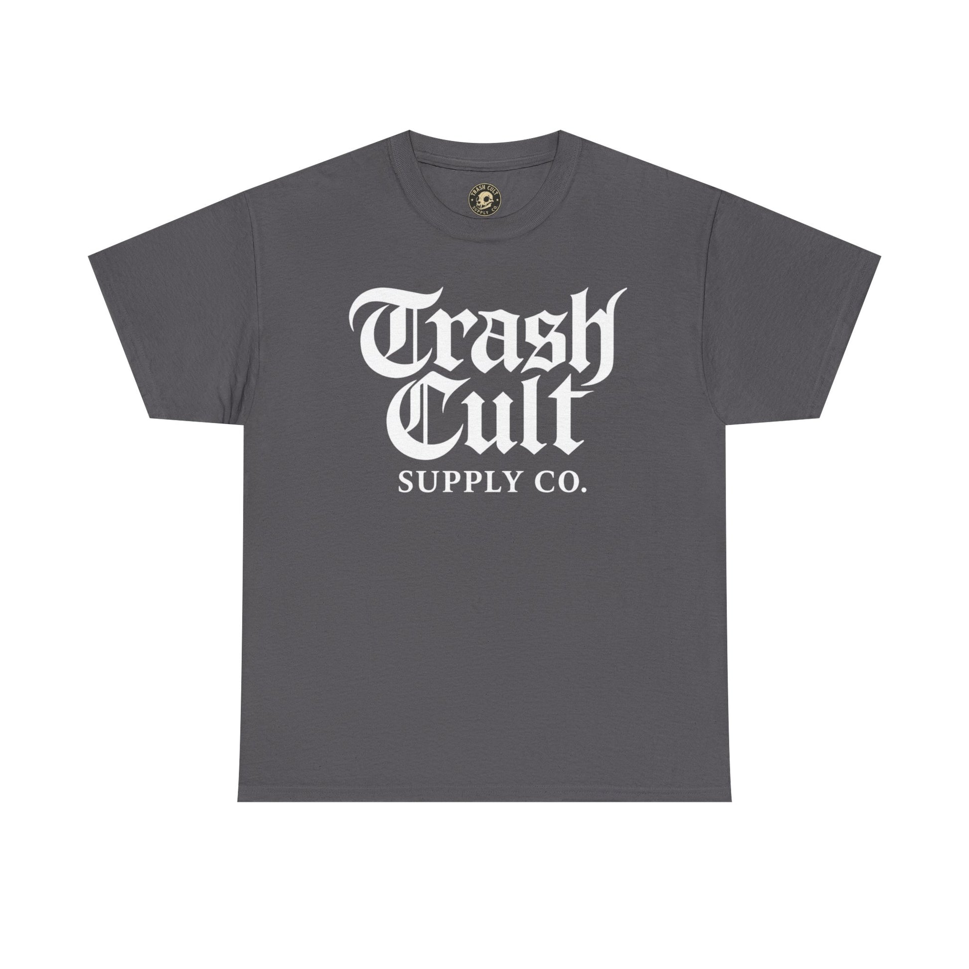 Trash Cult Gothic Logo Shirt – White Cyber Gothic Print on Gildan 5000