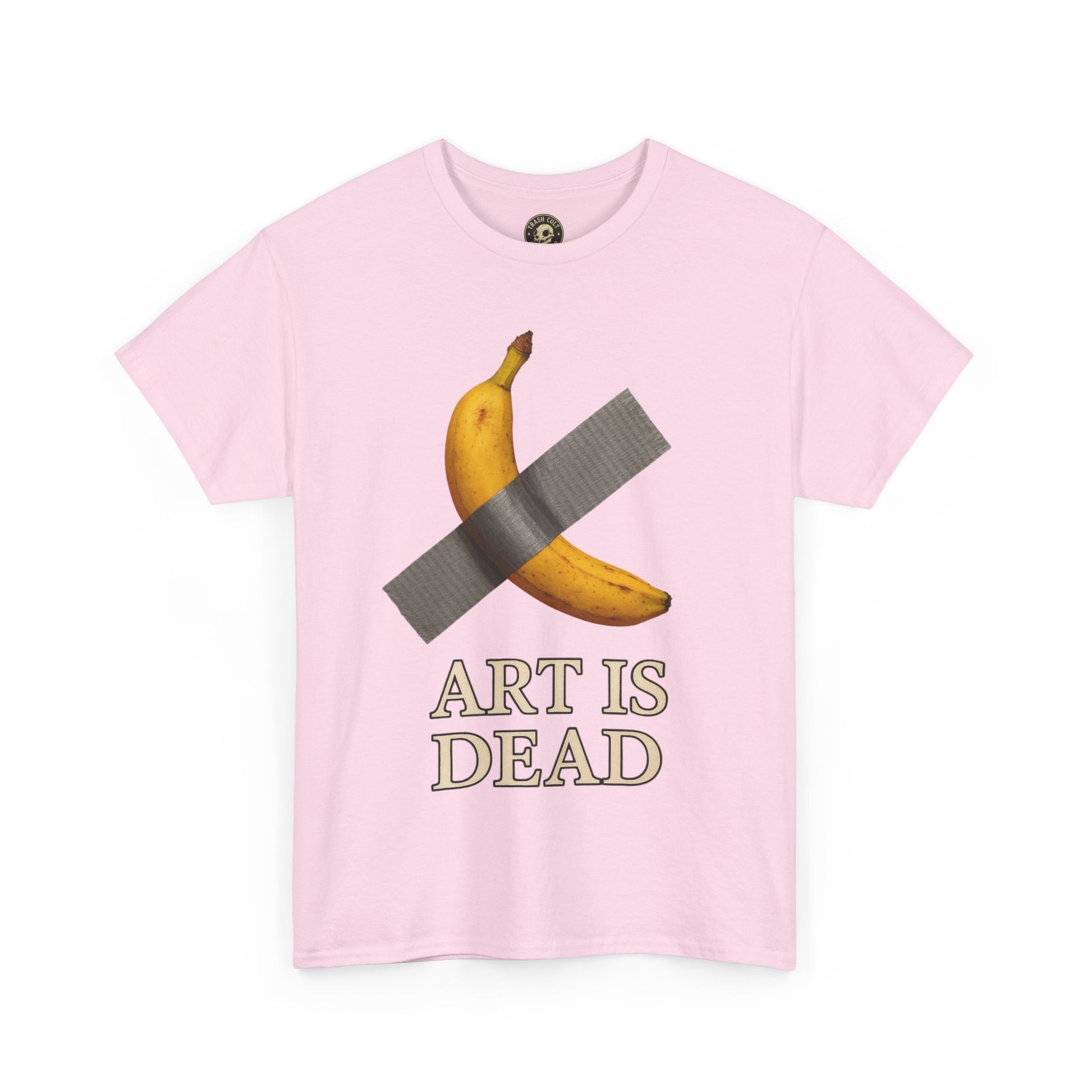 “ART IS DEAD” Banana Duct Tape Meme Tee – Satirical Art Parody Shirt by Trash Cult Supply Co.