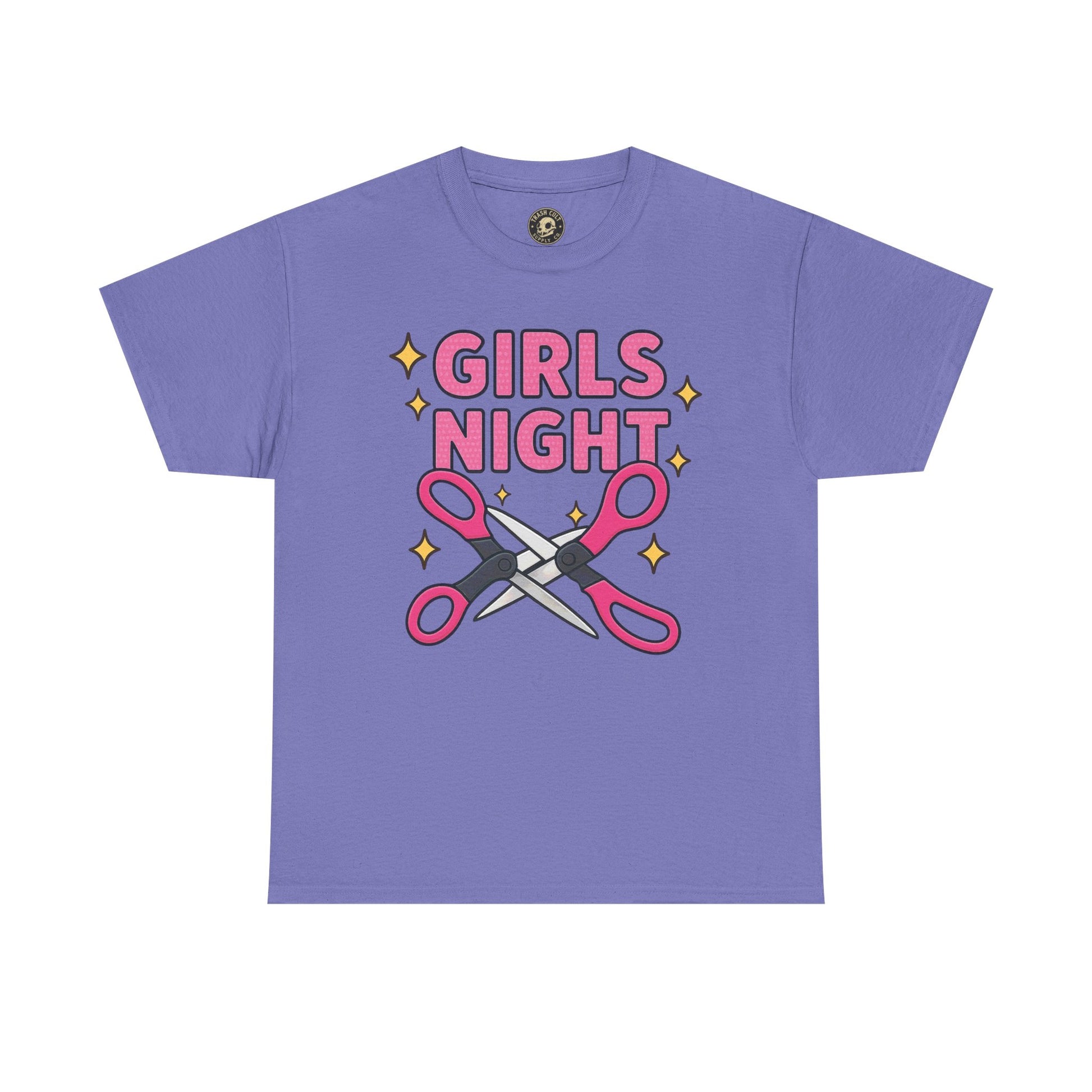 Funny Girls Night Shirt – Lesbian Humor Tee – Pink Scissors Graphic on Gildan 5000