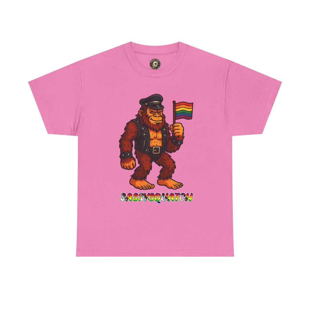 Sassysquatch Graphic Tee – Funny Bigfoot Pride Shirt – LGBTQ Leather Bear T-Shirt – Gildan 5000 Unisex Cotton Tee