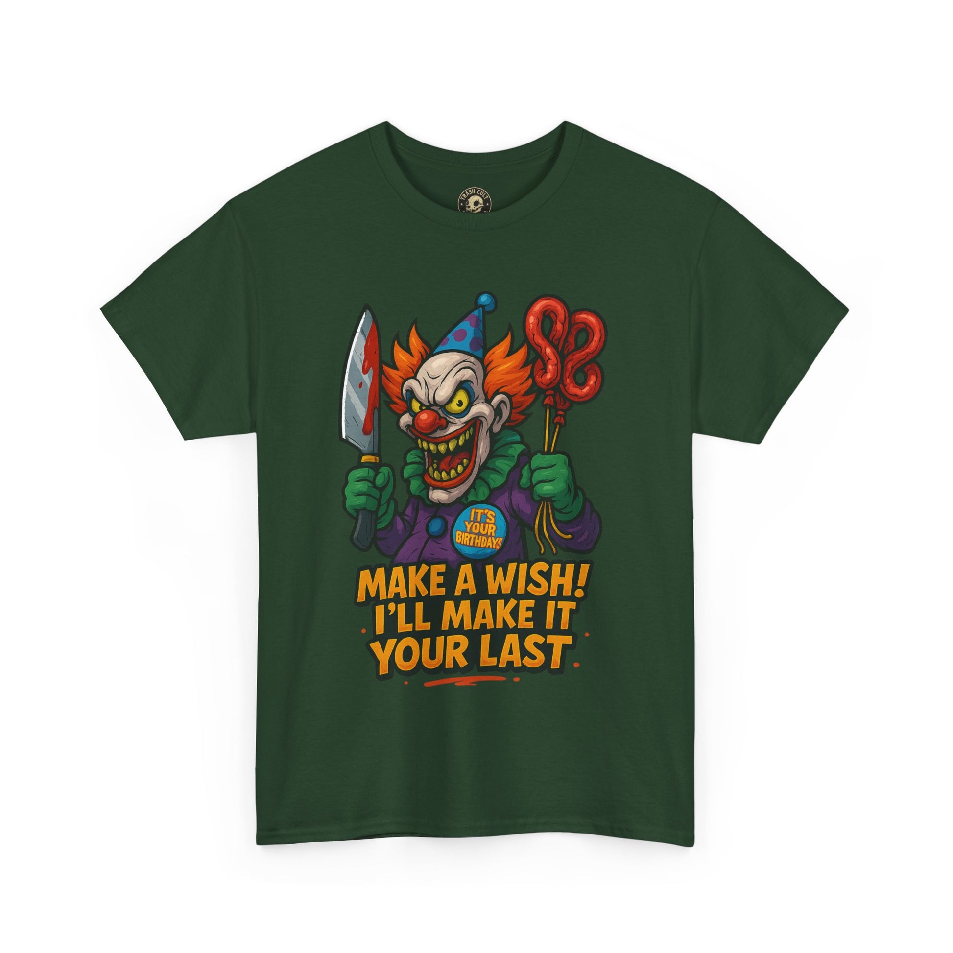 Creepy Clown Tee - Halloween Costume Shirt, Unisex Heavy Cotton Tee, Spooky Graphic Tee, Gag Gift, Horror Fan Apparel
