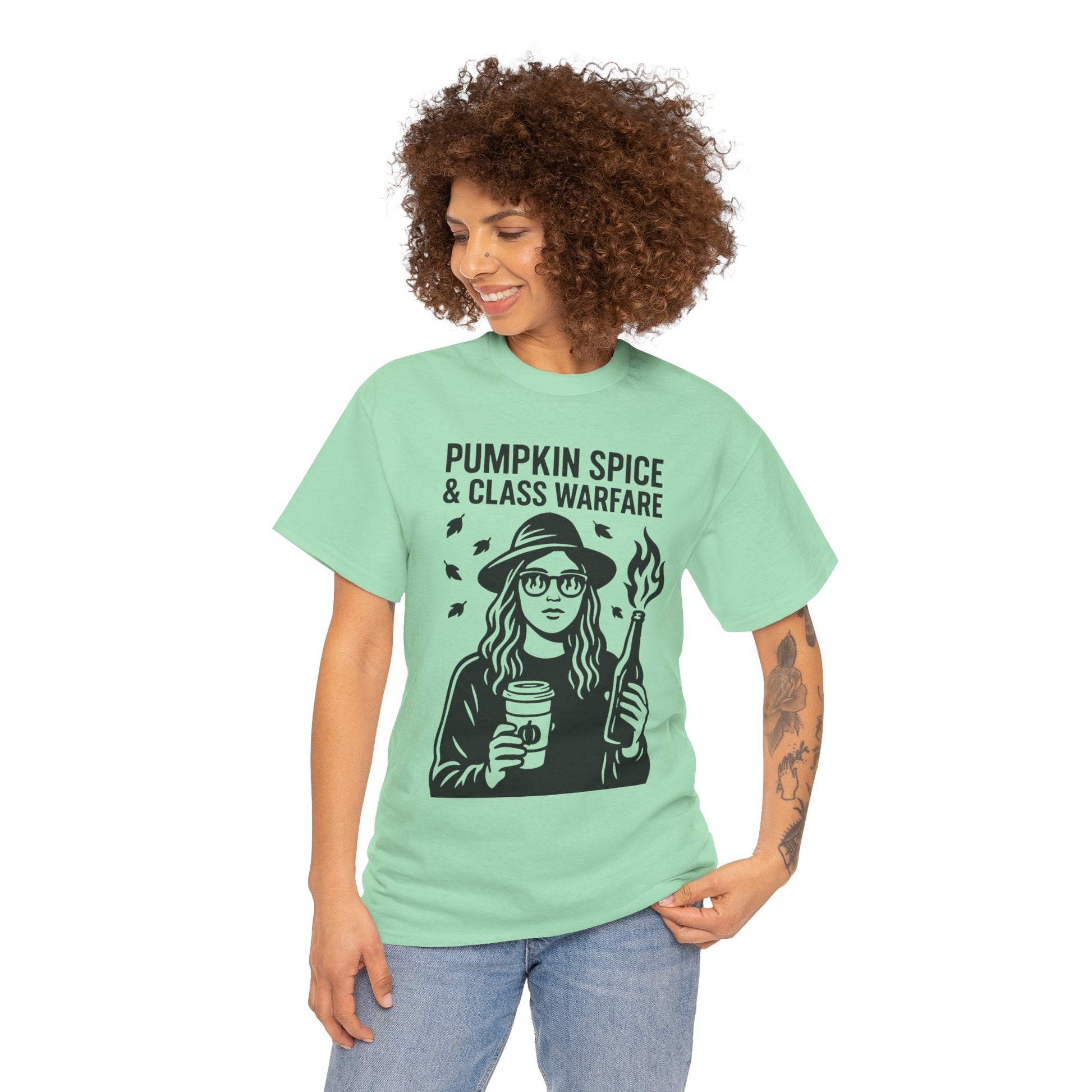 Pumpkin Spice & Class Warfare Shirt – Fall Riot Girl Graphic Tee – Fall of Humanity Collection – Trash Cult Supply Co.