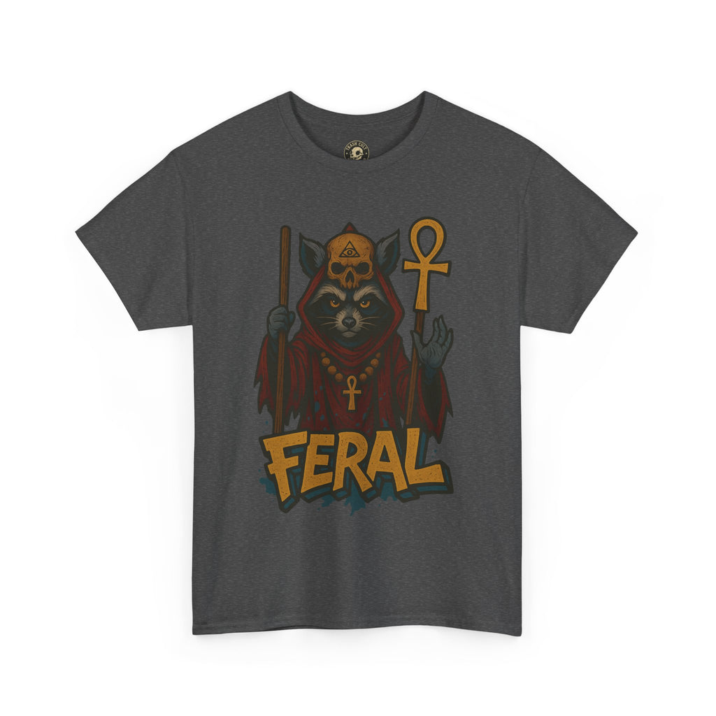 FERAL Raccoon Cult Leader Shirt – Graffiti Style Streetwear Tee | Bold Trashcore Design on Gildan 5000